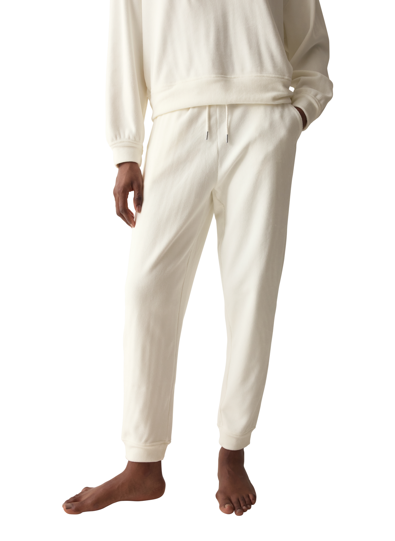 Ribbed Velvet Joggers TRIUMPH White