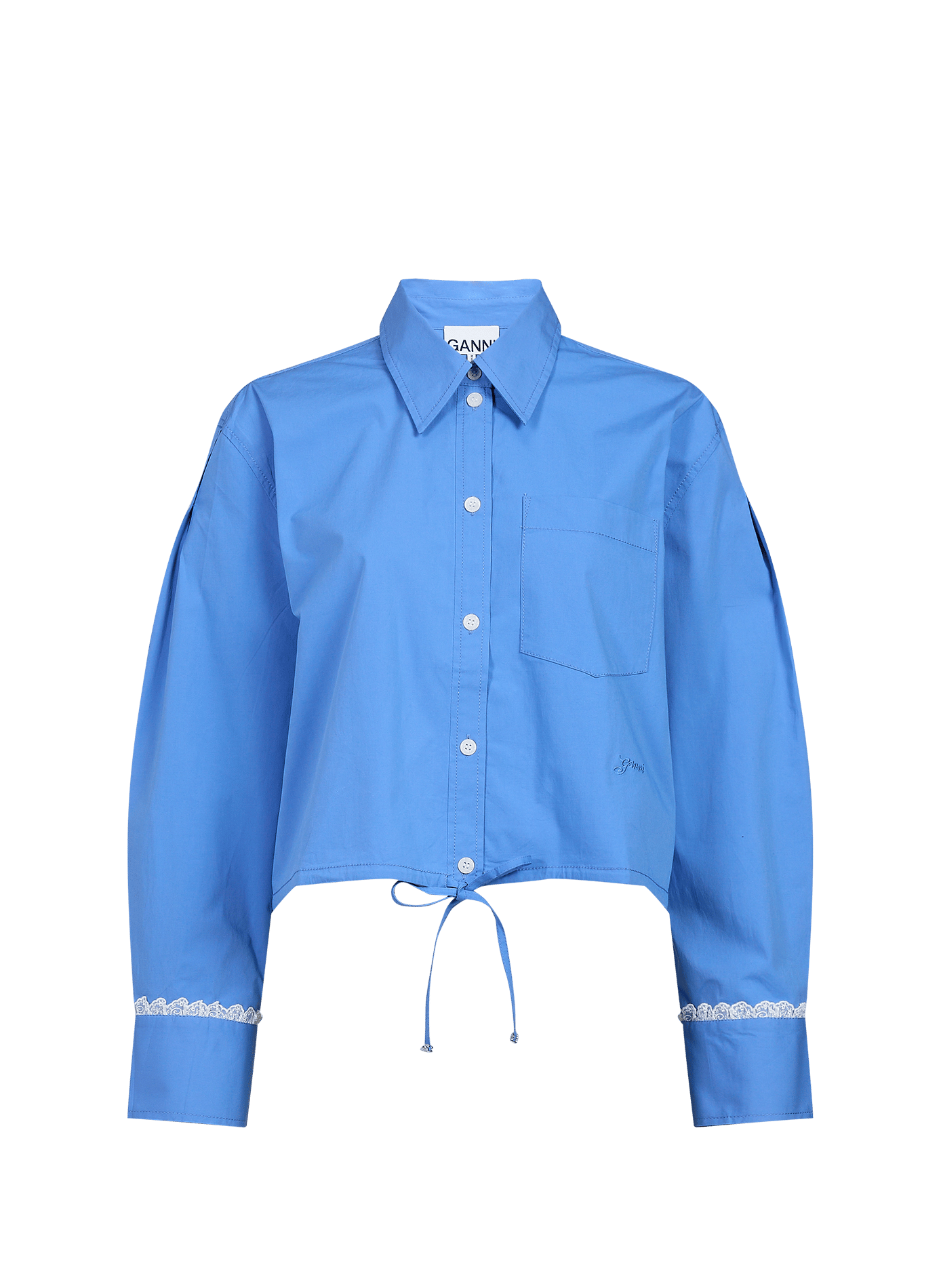 Embroidered shirt in blended cotton GANNI Blue
