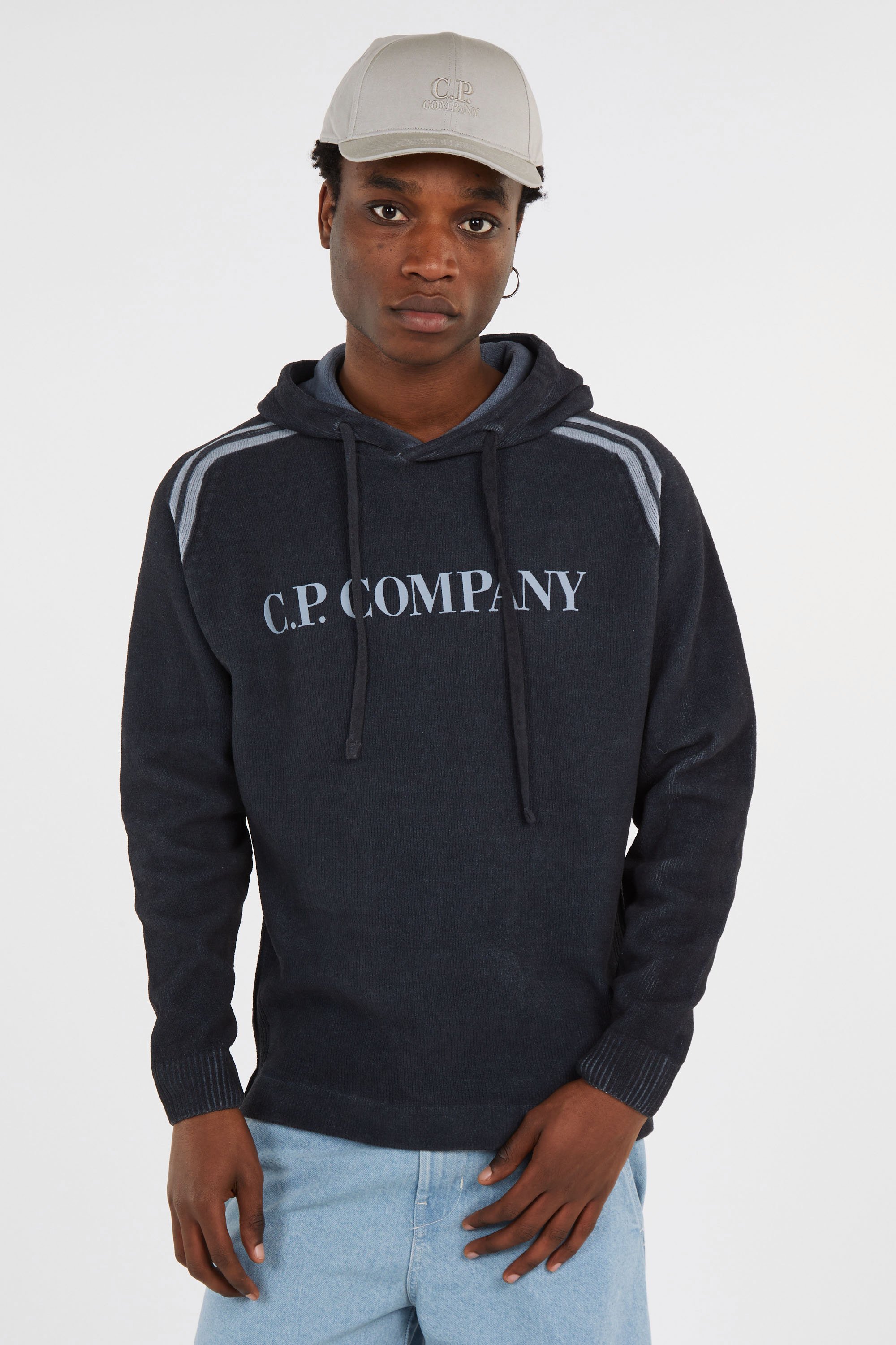 Hoodie cotton chenille double dyed hooded sweater CP COMPANY Bleu
