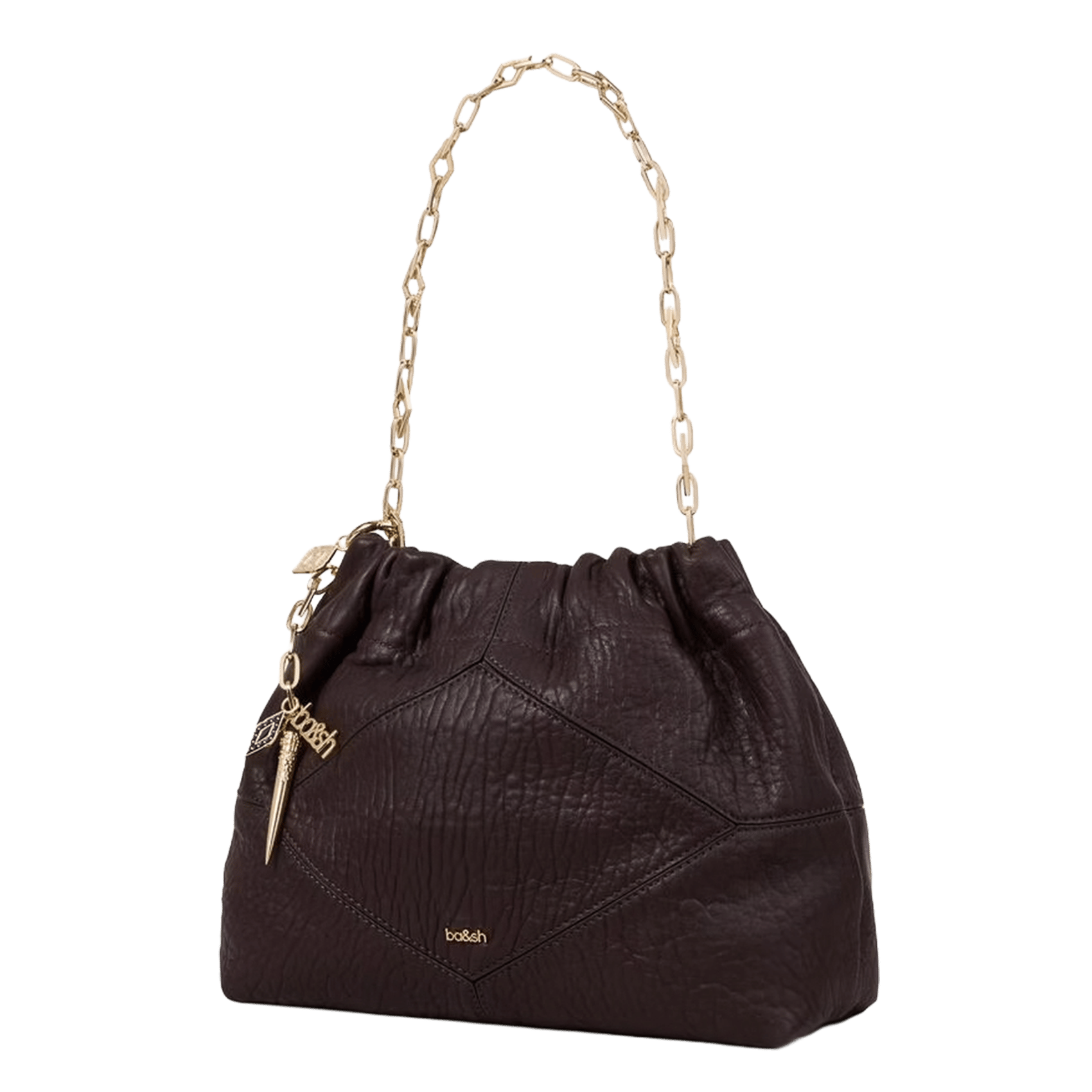 Sac bandoulière à charms en cuir mini june tote BA&SH Bruin