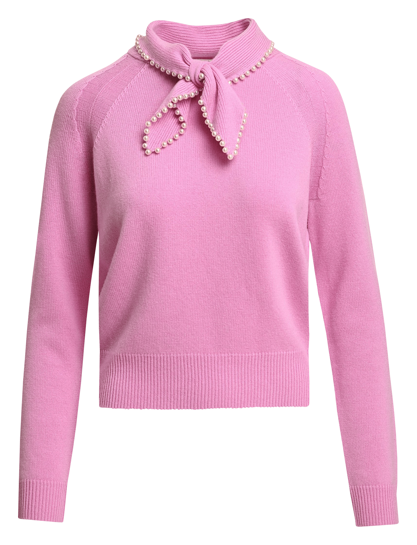 Pull droit col lavallière en laine et cachemire kasa ESSENTIEL ANTWERP Rose