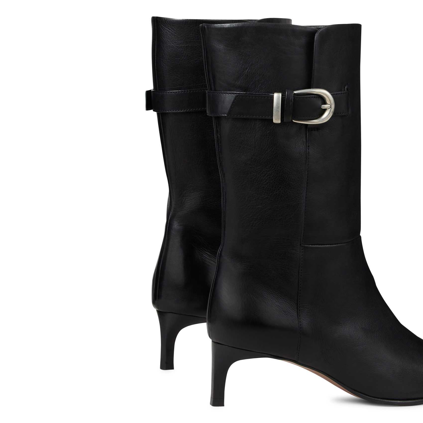 Bottines mi-hautes unies en cuir low carla BA&SH Noir