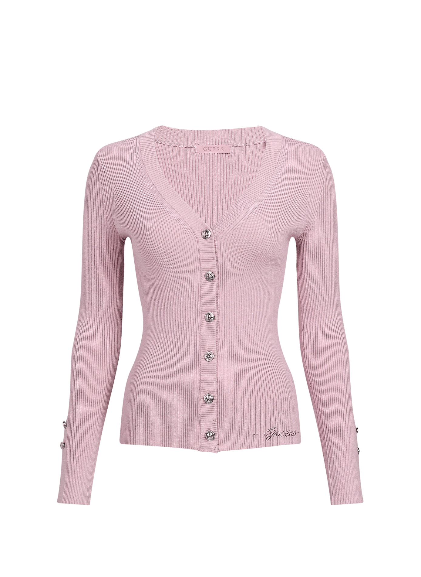 ELLIE plain fitted V-neck cardigan GUESS Pink