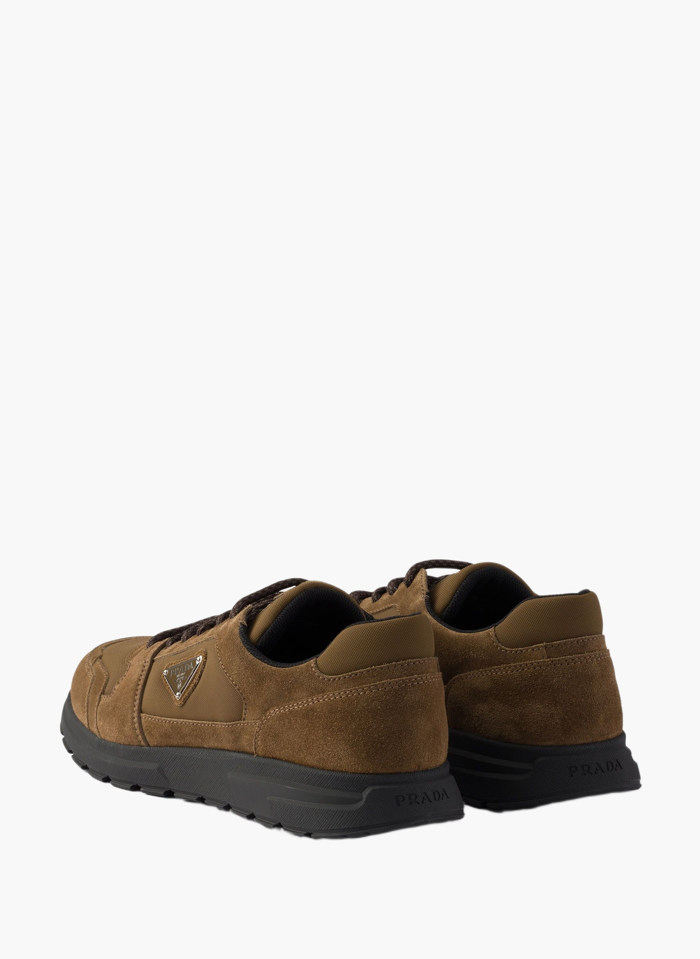 Sneakers prax en daim et re-nylon PRADA Marron