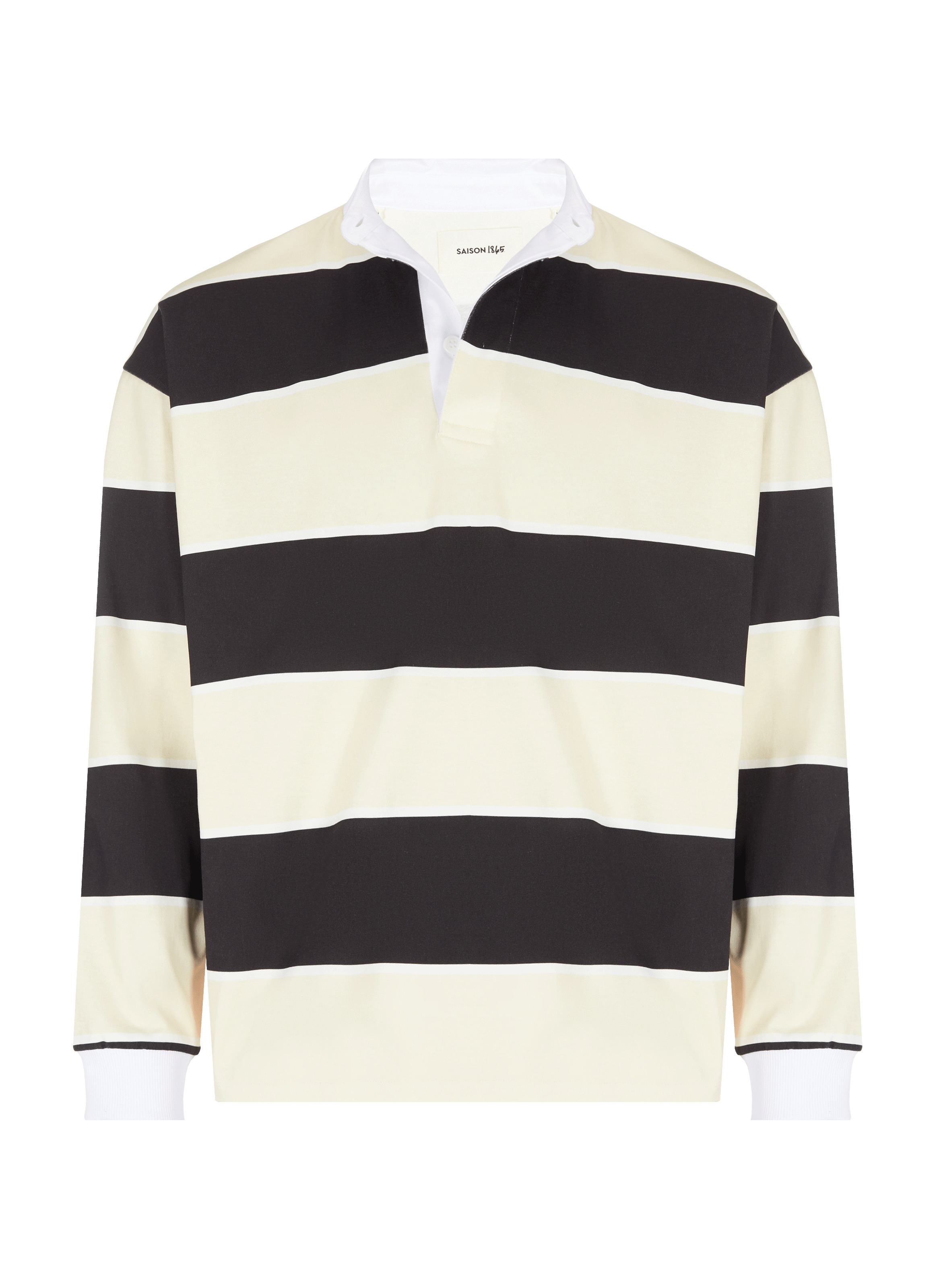Striped cotton polo shirt SAISON 1865 Black