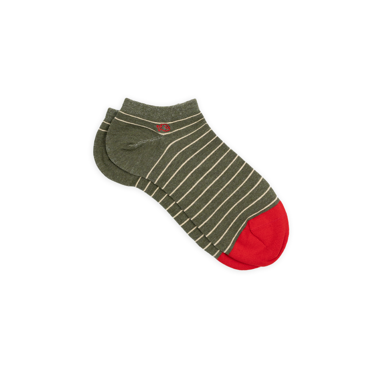 Socquettes en coton peigné à rayures fines BILLYBELT Kaki