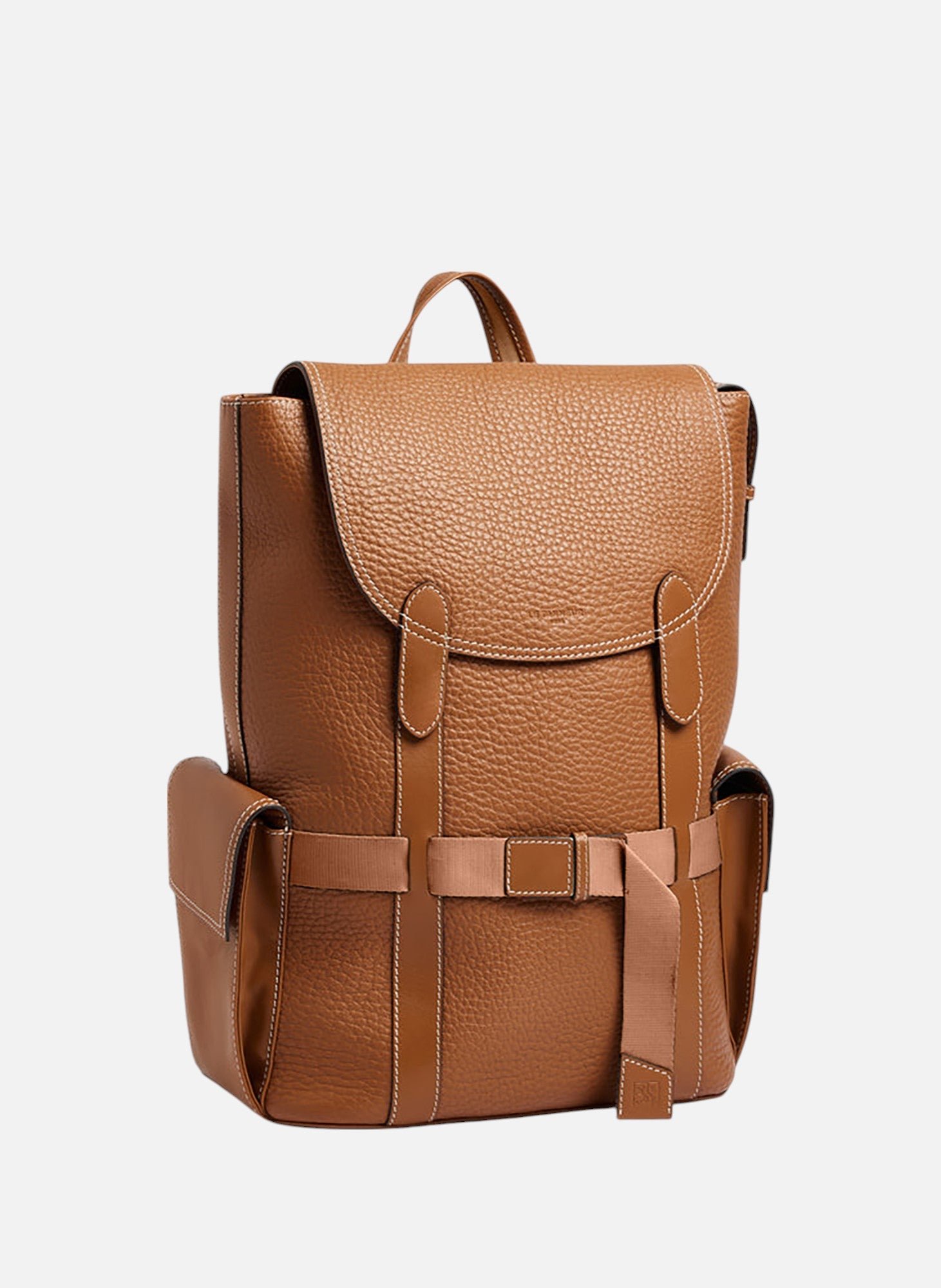 Sac à dos à rabat noah en cuir grain buffle et cuir lisse LE TANNEUR Marron