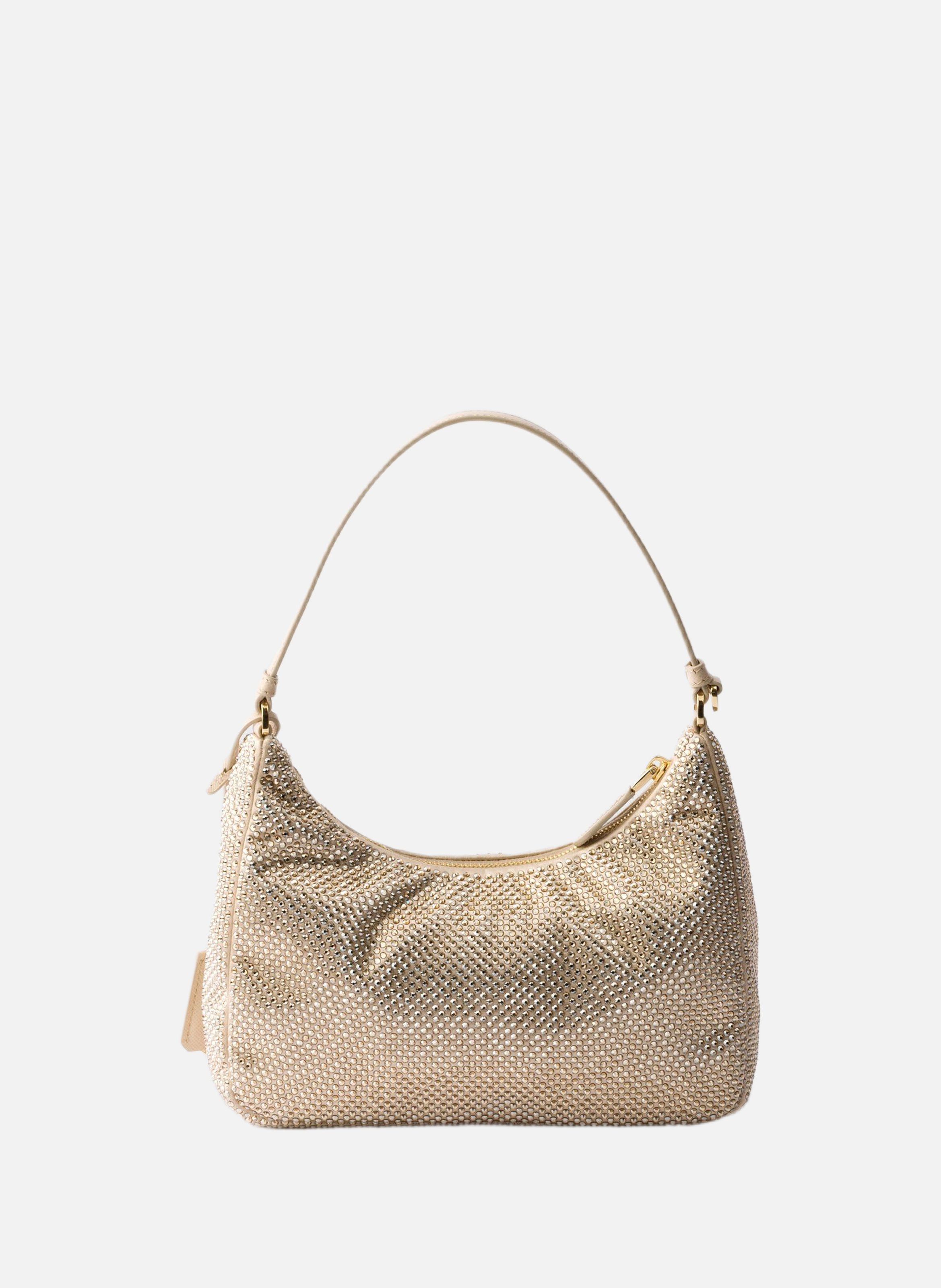 Mini sac prada re-edition 2005 en satin à cristaux PRADA Beige