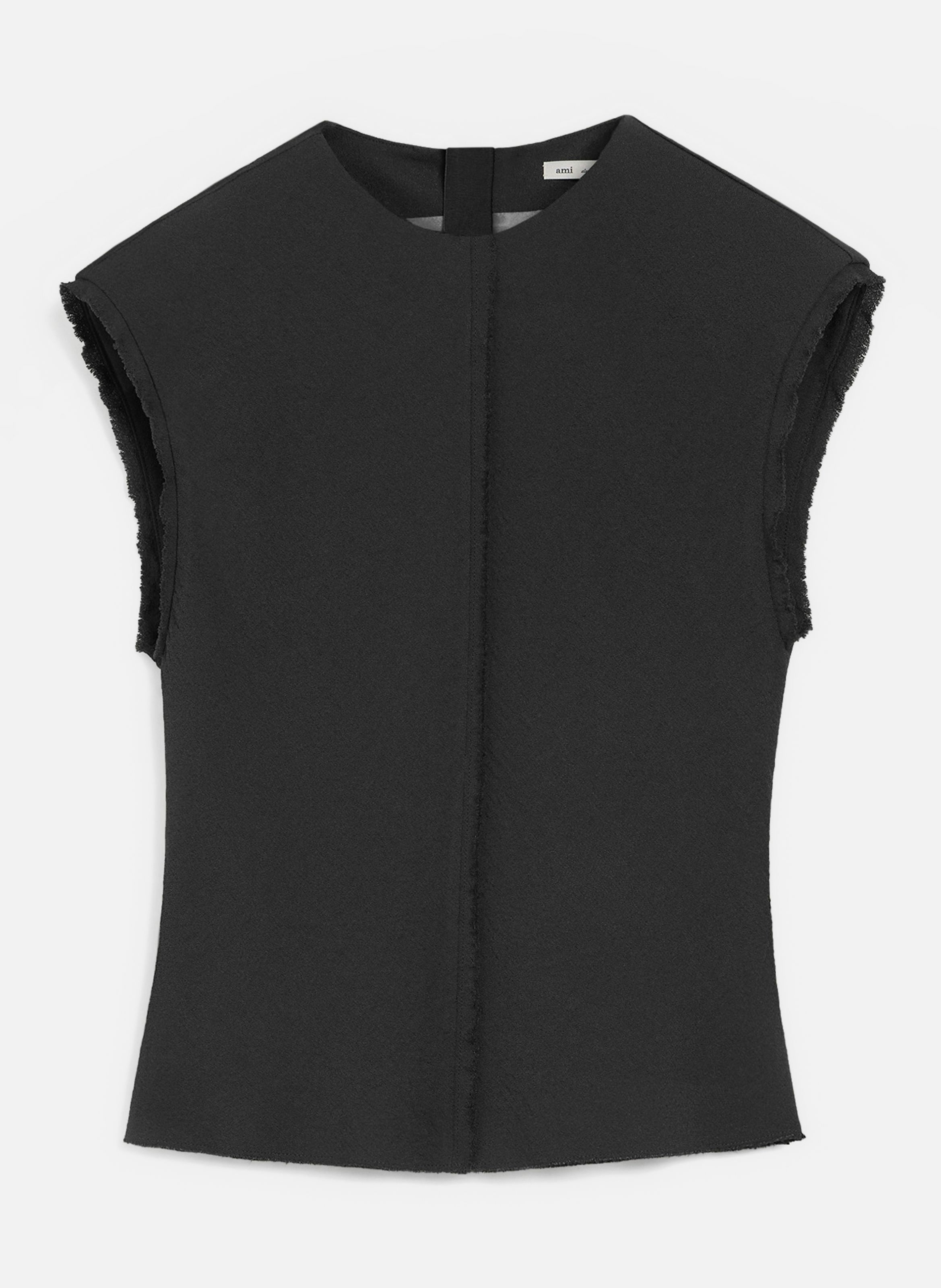 Top sans manches en crèpes de viscose AMI PARIS Gris