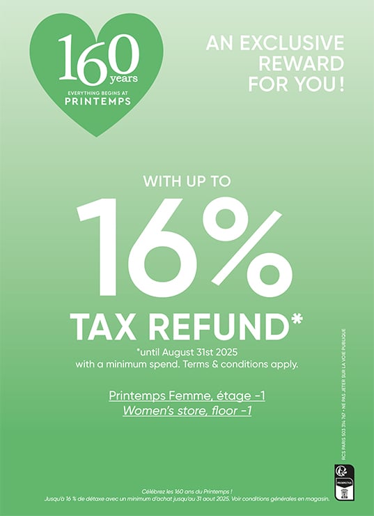 CET ÉTÉ, PROFITEZ DE LA DÉTAXE JUSQU’À 16% AU PRINTEMPS HAUSSMANN flyer informatif offre détaxe printemps haussmann