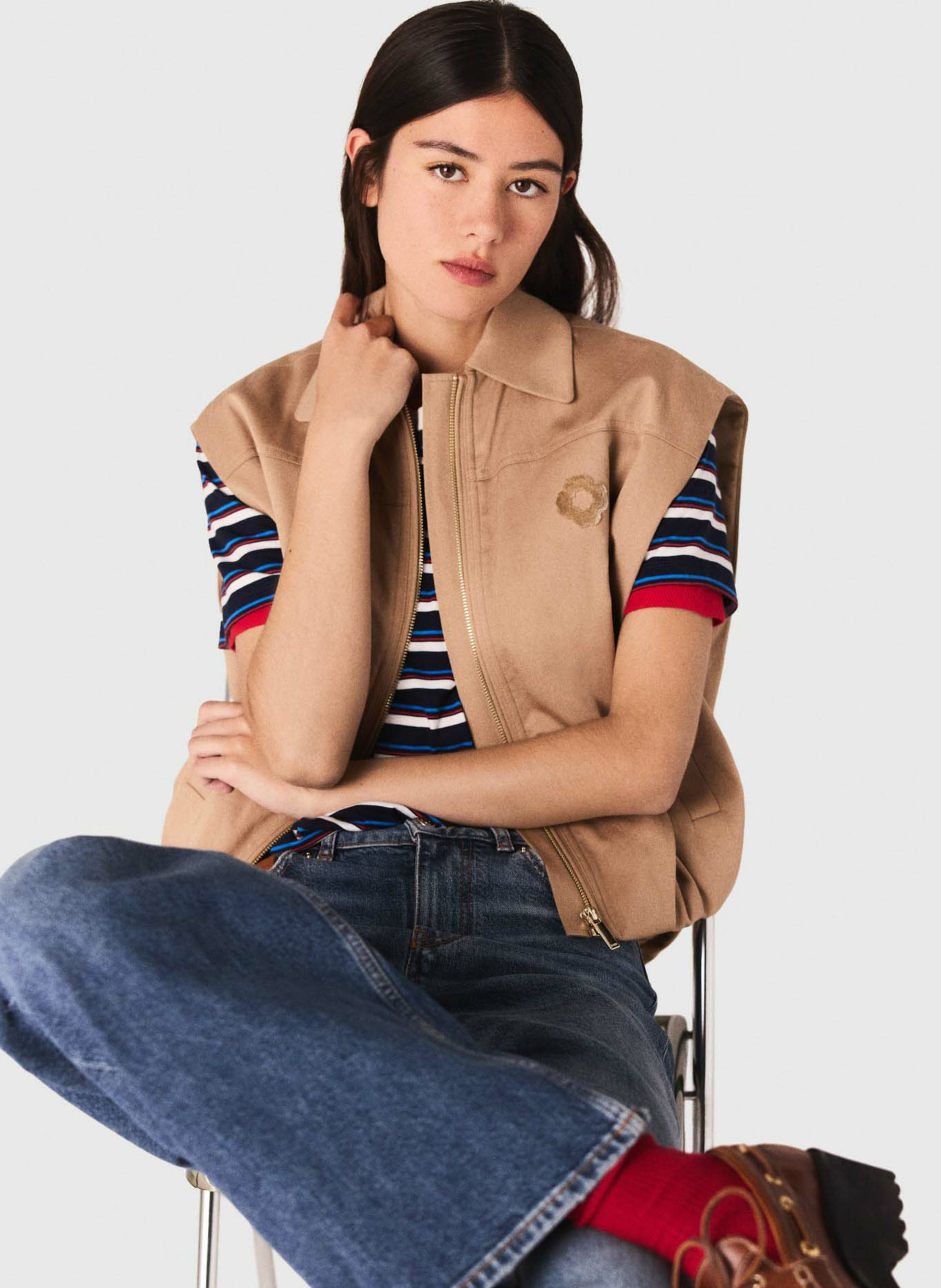 Blouson col classique en coton MAJE Beige