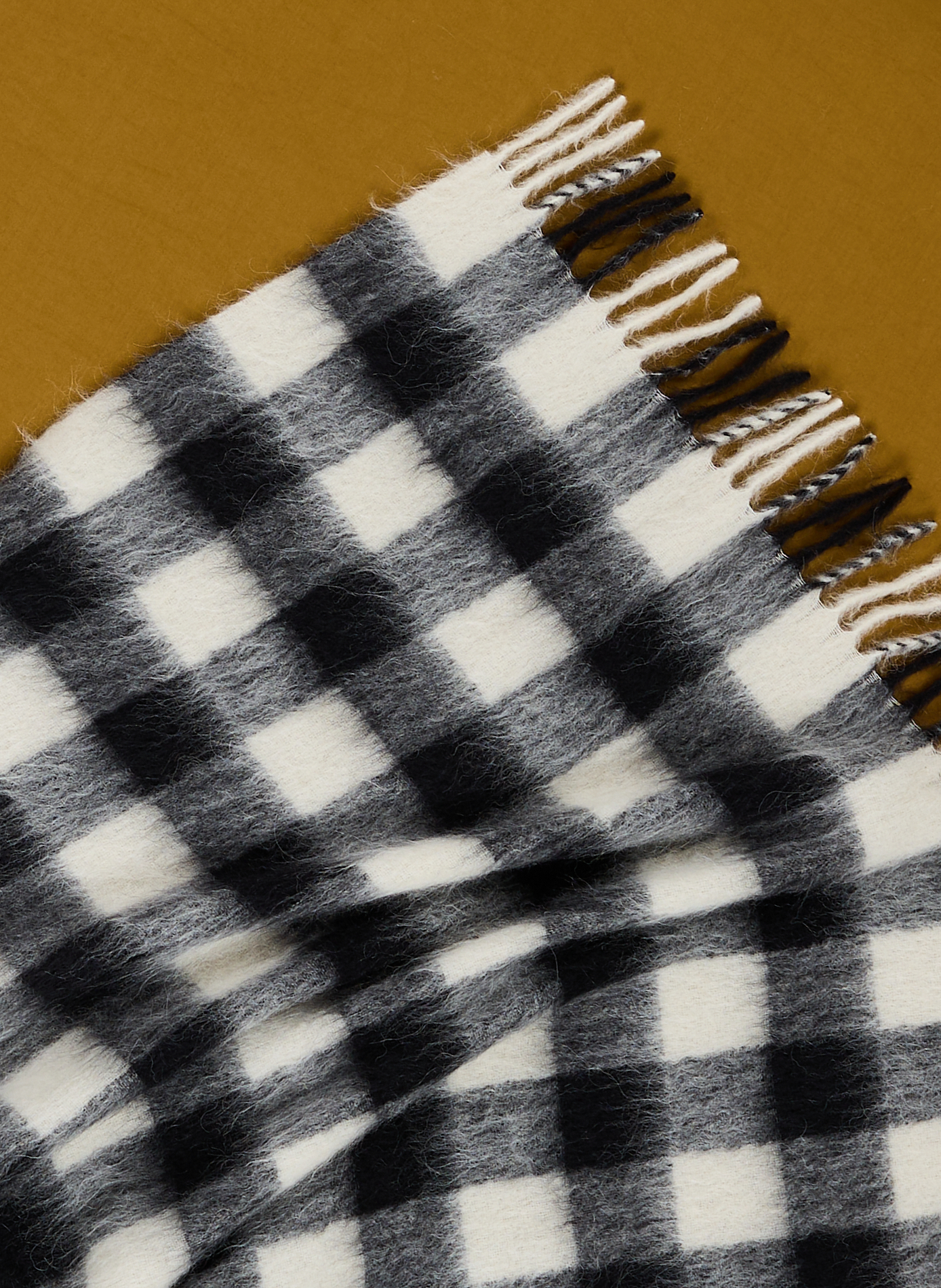 Plaid en mohair à carreaux AU PRINTEMPS PARIS Noir