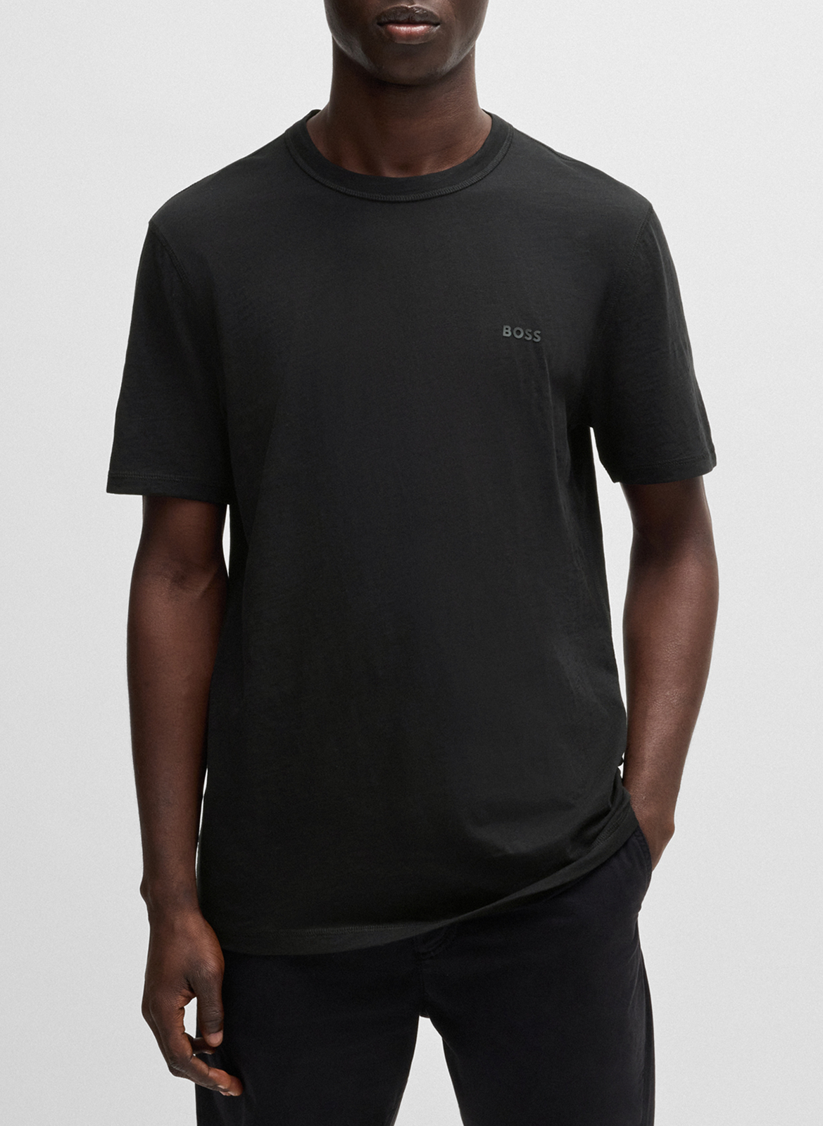 Tee-shirt col rond en coton BOSS Noir