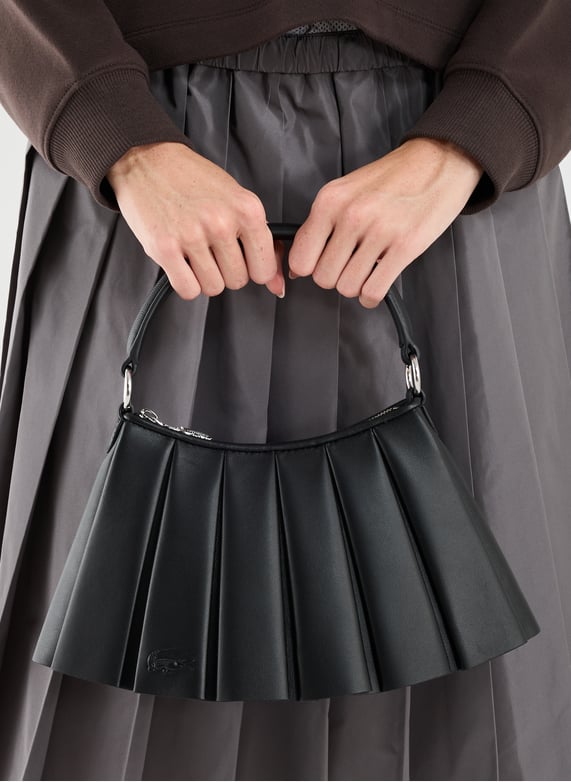 Petit sac Lenglen plissé en cuir | Noir by LACOSTE Petit sac Lenglen plissé en cuir Noir