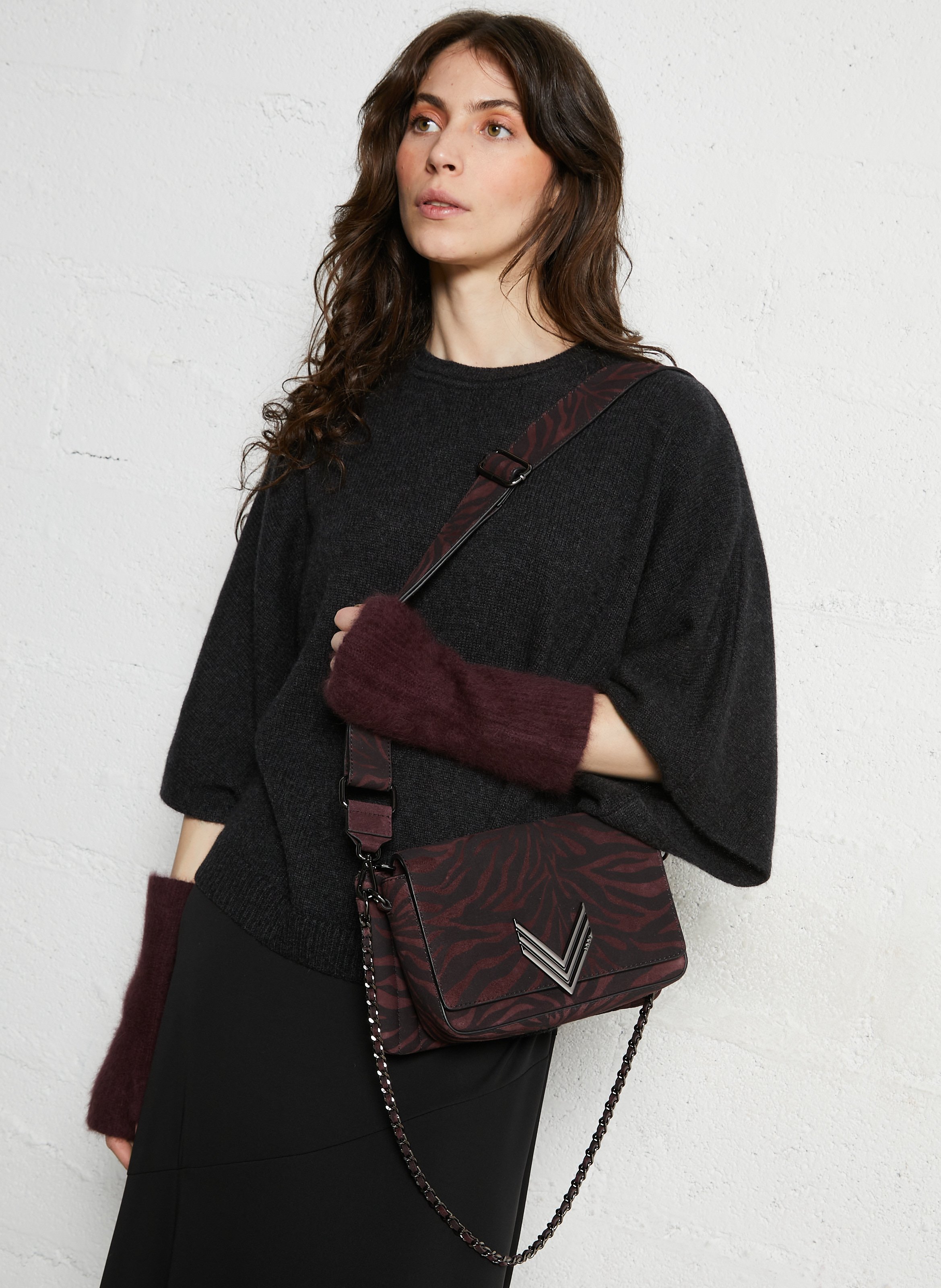 Sac bandoulière zébré en cuir 111 zebre IKKS Violet