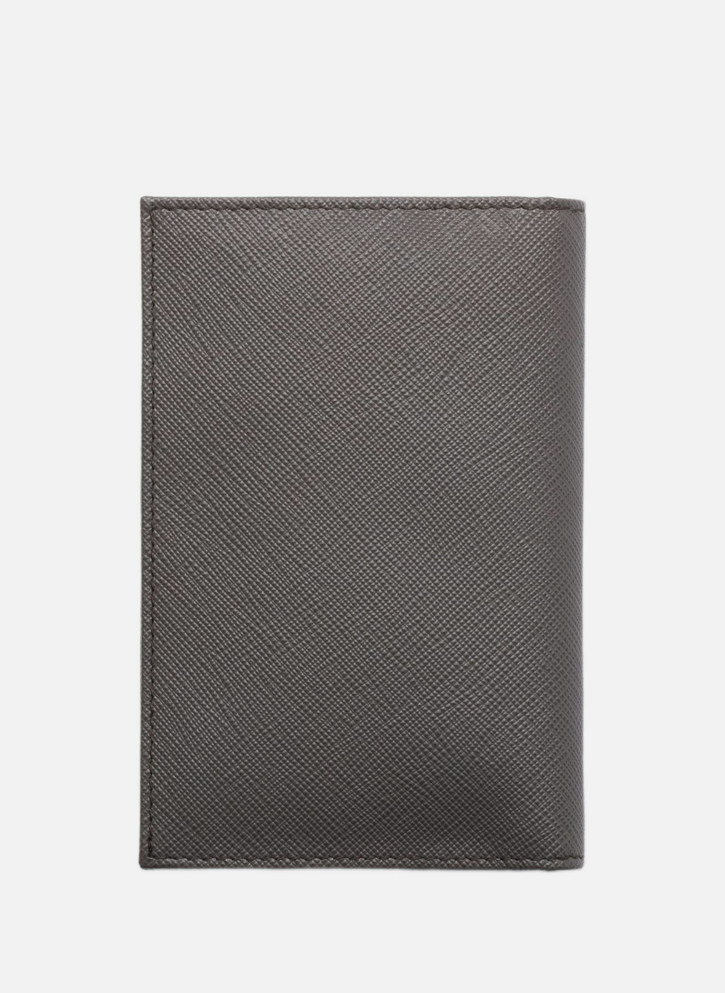 Étui pour passeport en cuir saffiano PRADA Gris