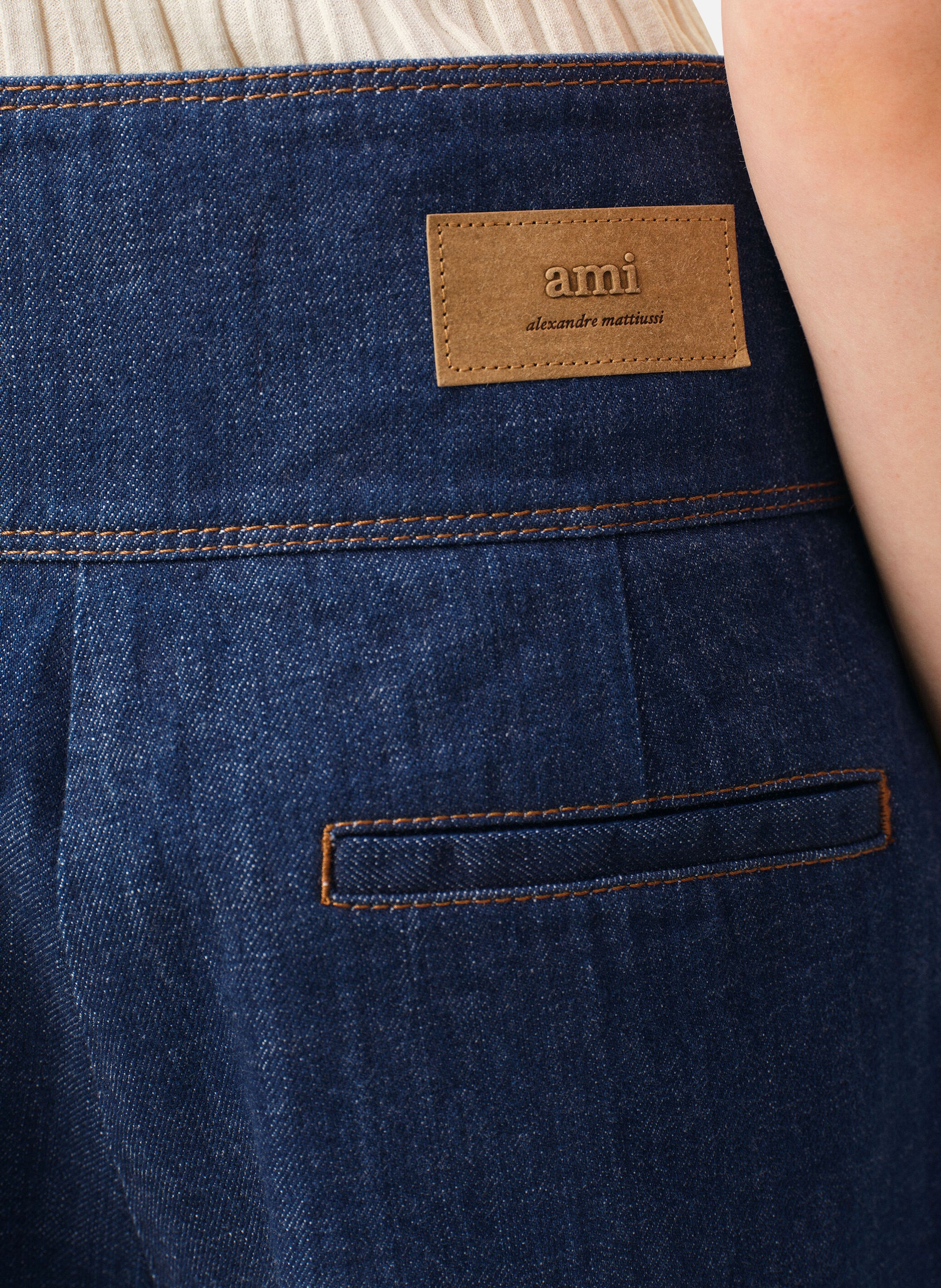 Bermuda à ceinture portefeuille en coton AMI PARIS Bleu