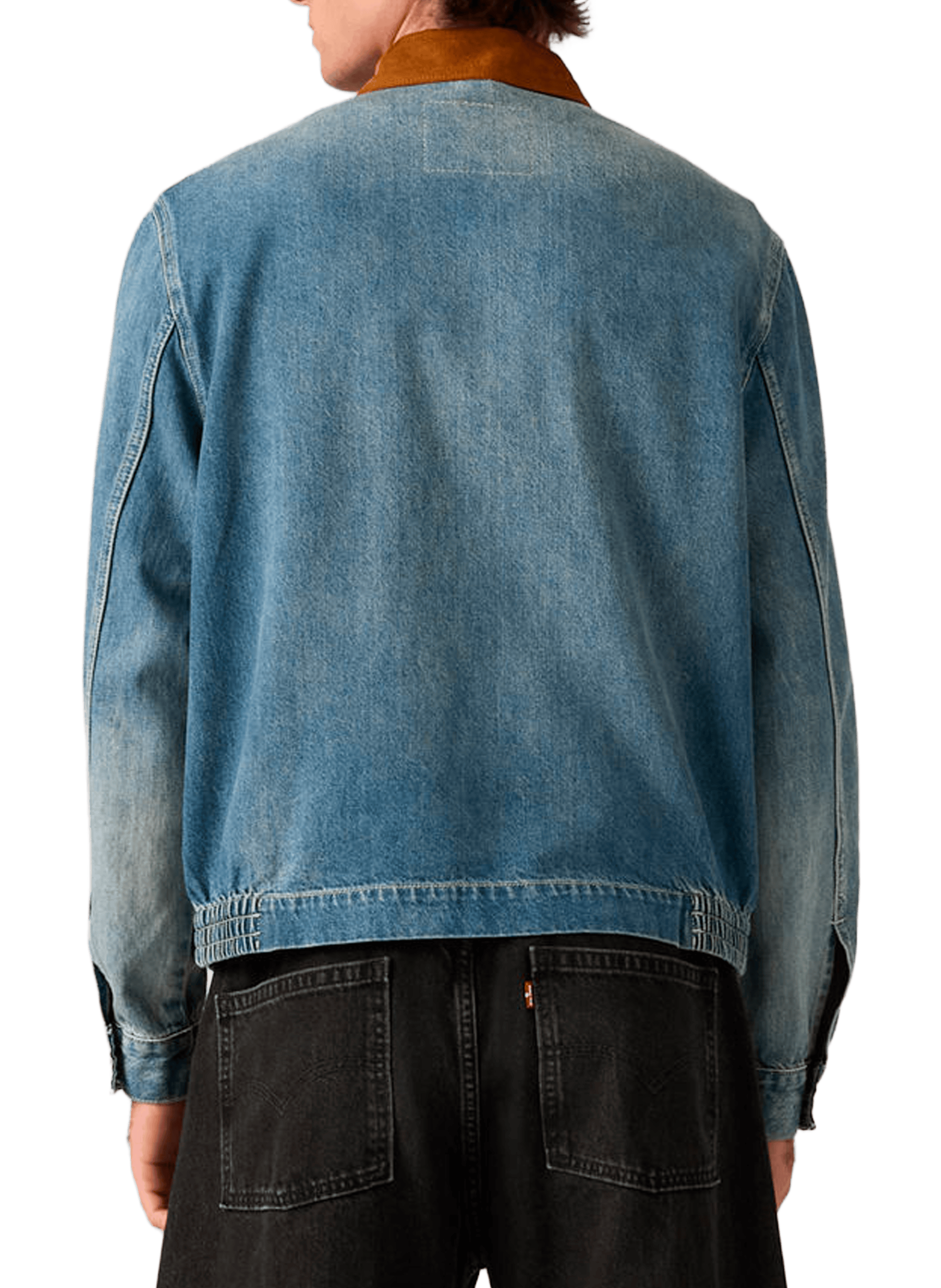 Veste droite à col contrasté en denim de coton LEVI'S Bleu
