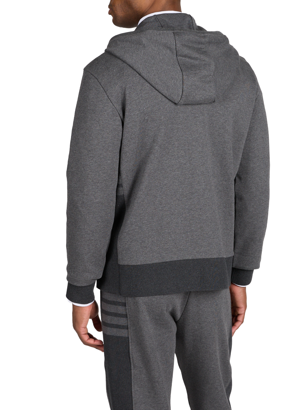 Sweat zippé à capuche en coton THOM BROWNE Gris