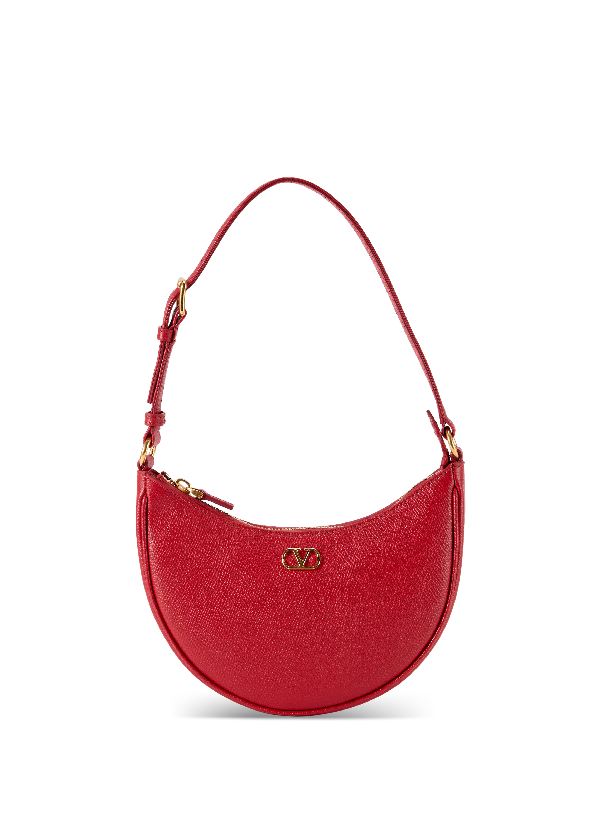 Sac à main Mini Hobo Vlogo en cuir grainé VALENTINO Rouge