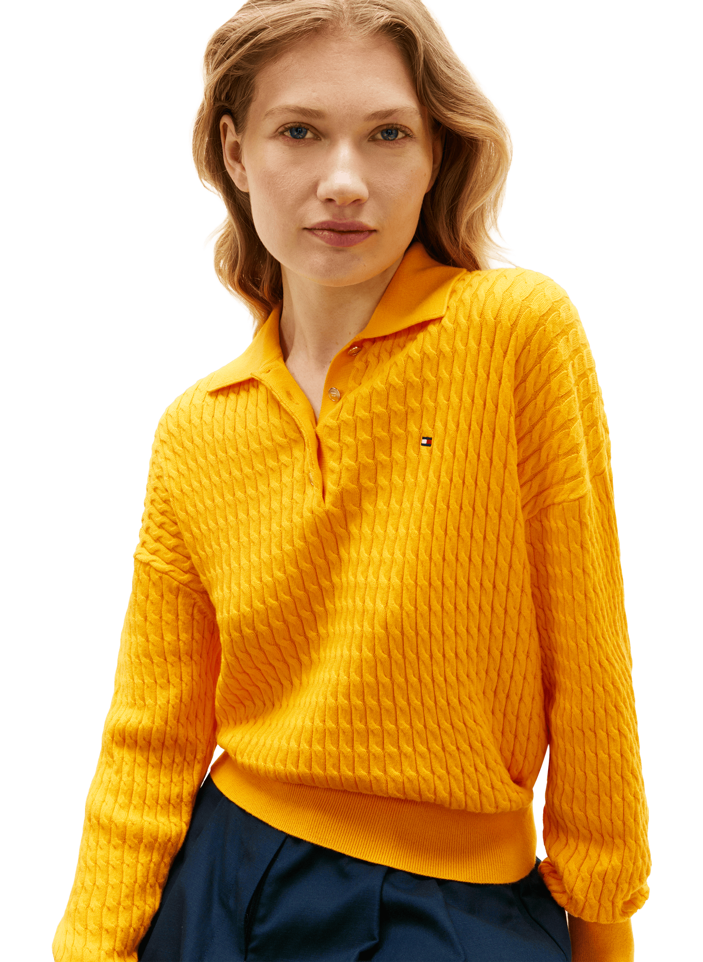 Polo décontracté en maille torsadée en coton TOMMY HILFIGER Orange