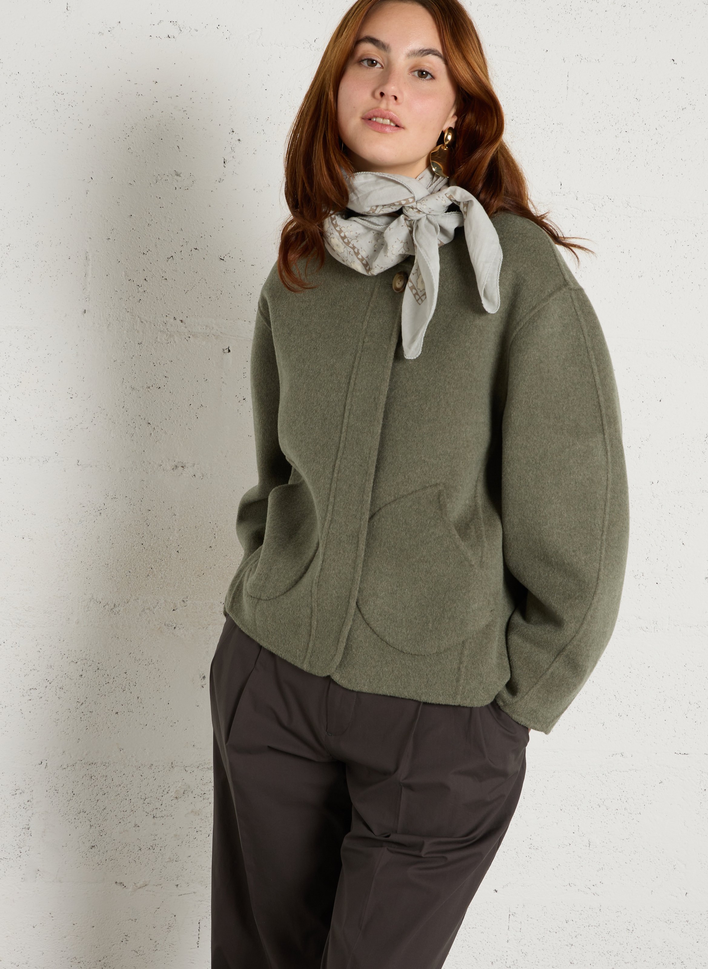 Foulard carré imprimé en coton SOEUR Gris