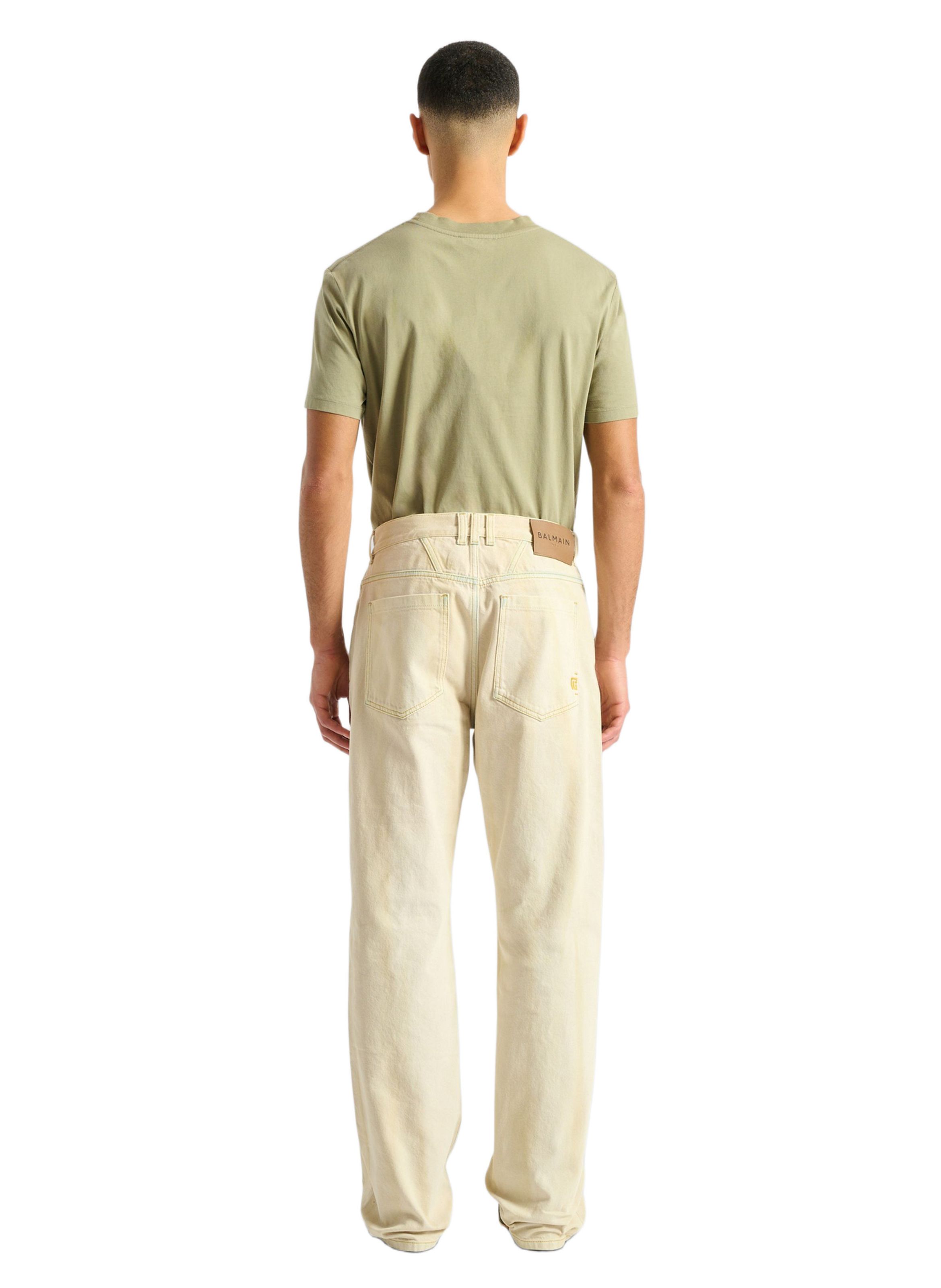 Jean en denim délavé BALMAIN Beige