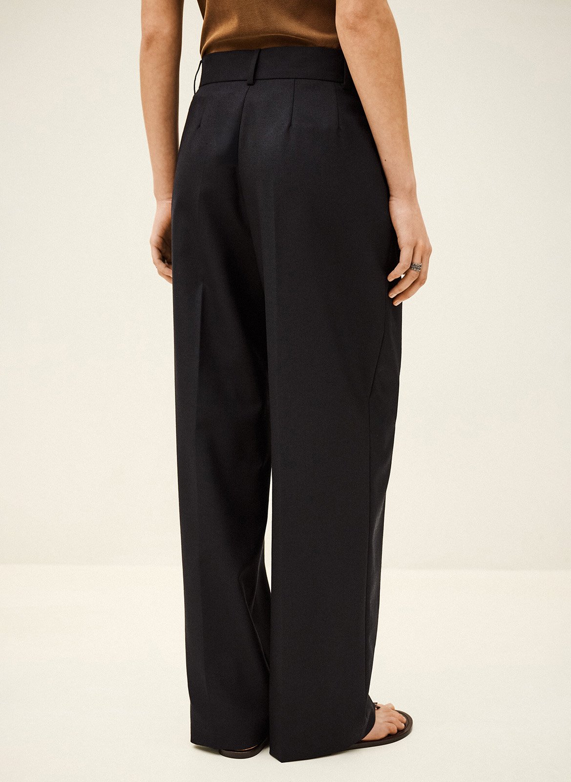 Pantalon large taille haute en laine nani BA&SH Bleu