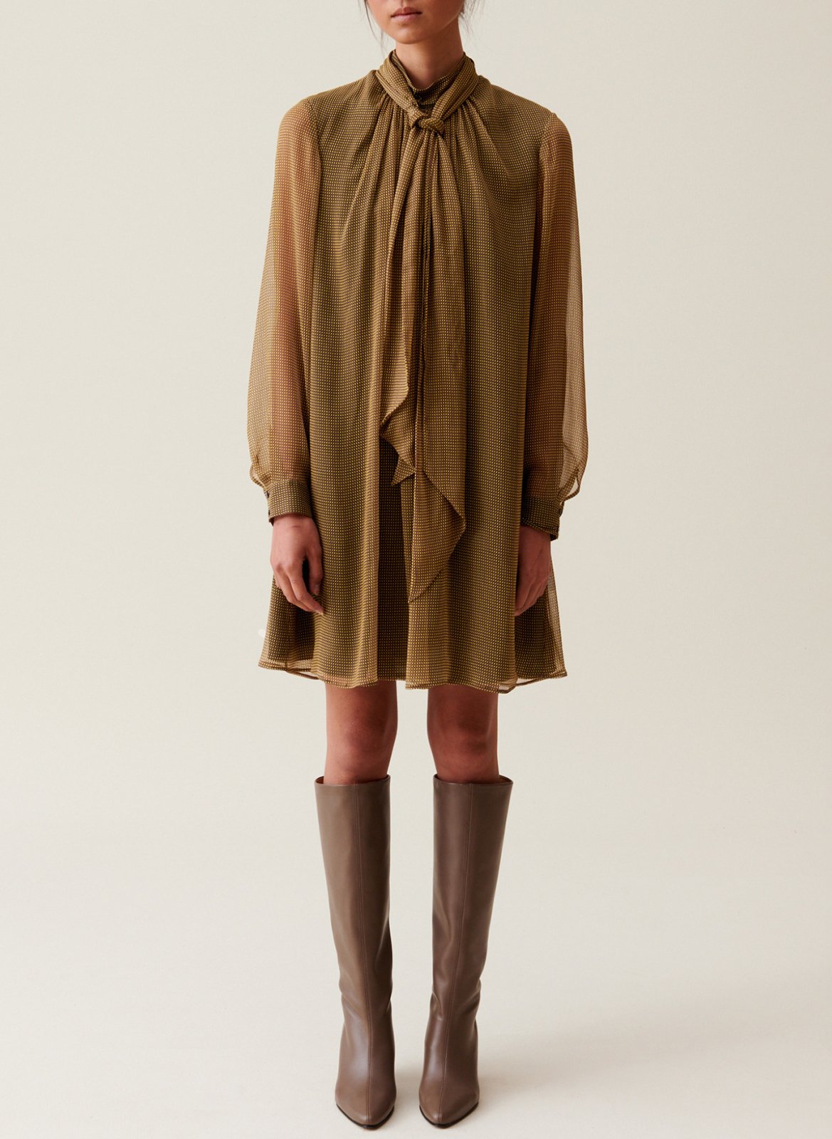 Robe courte col lavallière CLAUDIE PIERLOT Jaune