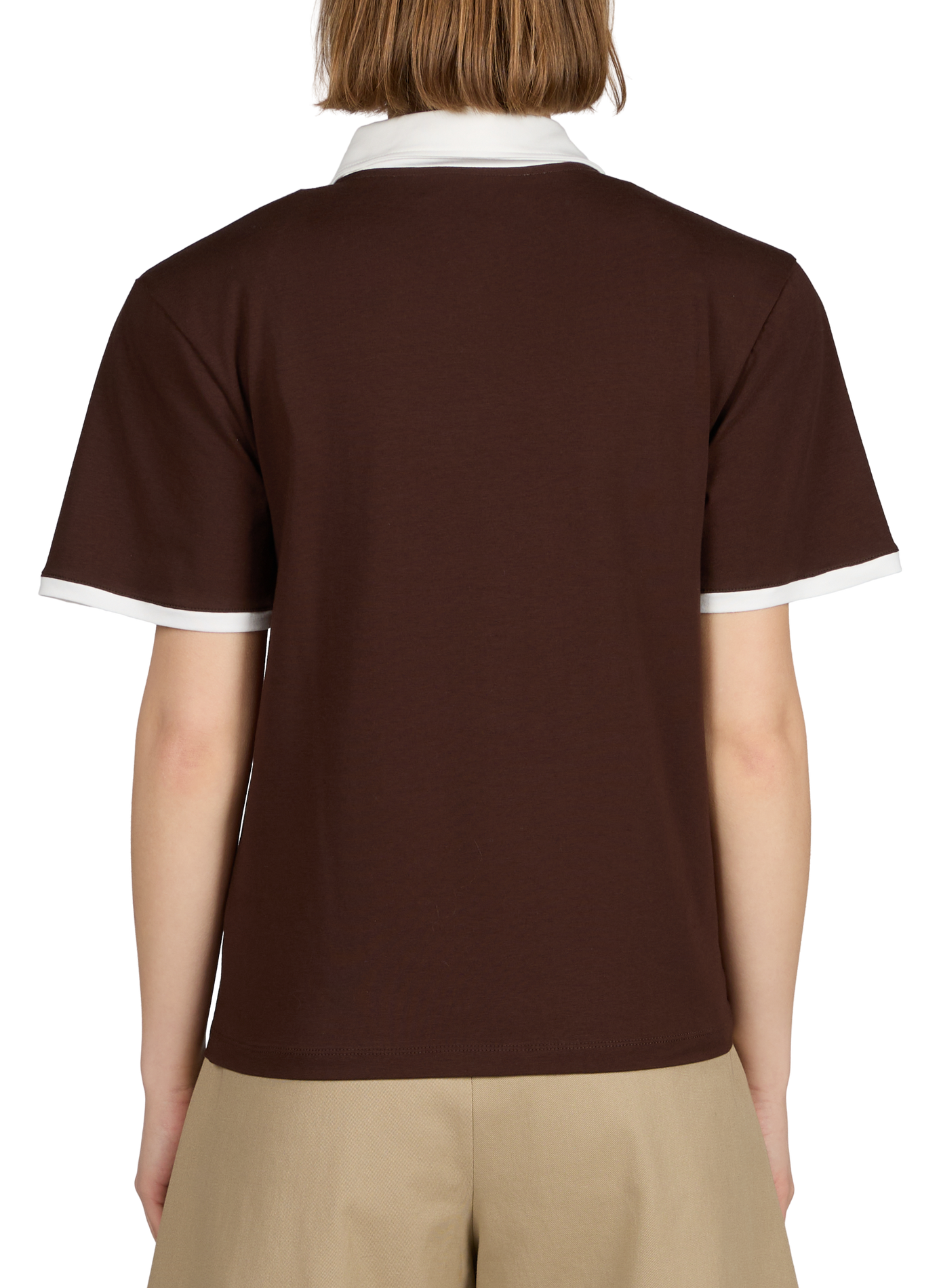 Polo manches courtes en coton mélangé ROWEN ROSE Marron