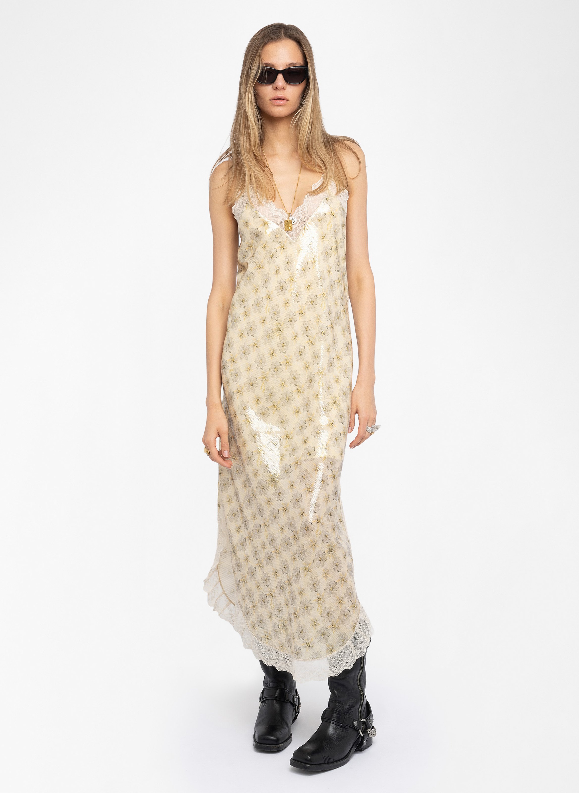 Robe longue imprimée à bretelles ristyl ZADIG&VOLTAIRE Beige