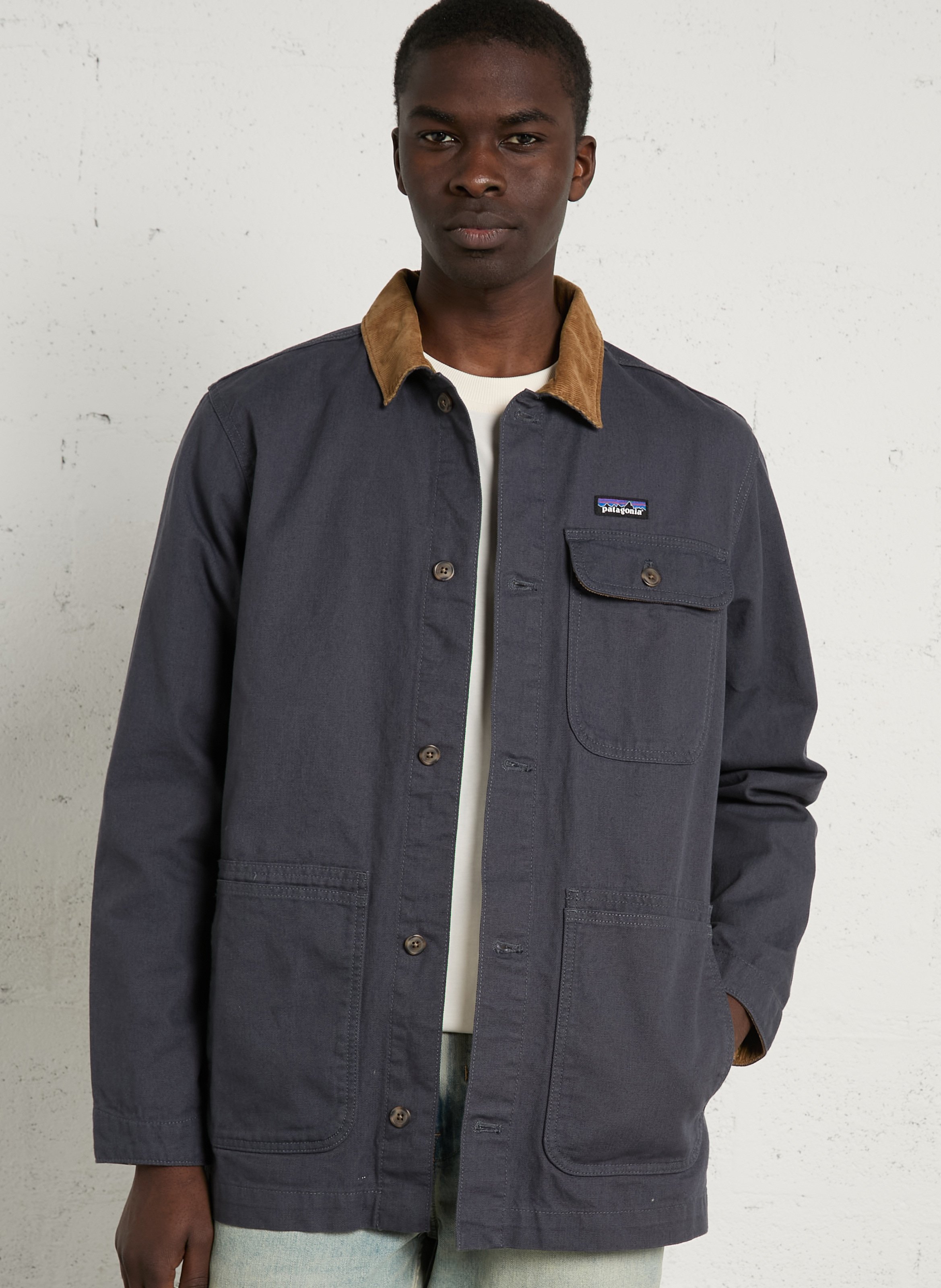 Veste droite col classique en coton bio PATAGONIA Noir