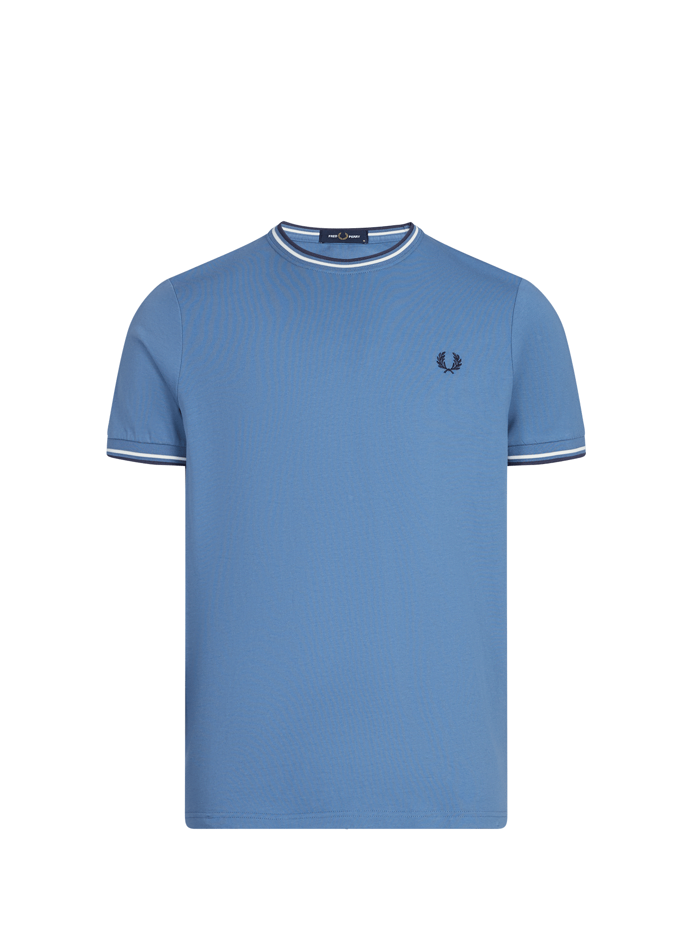T-shirt uni à col rond en coton FRED PERRY Bleu