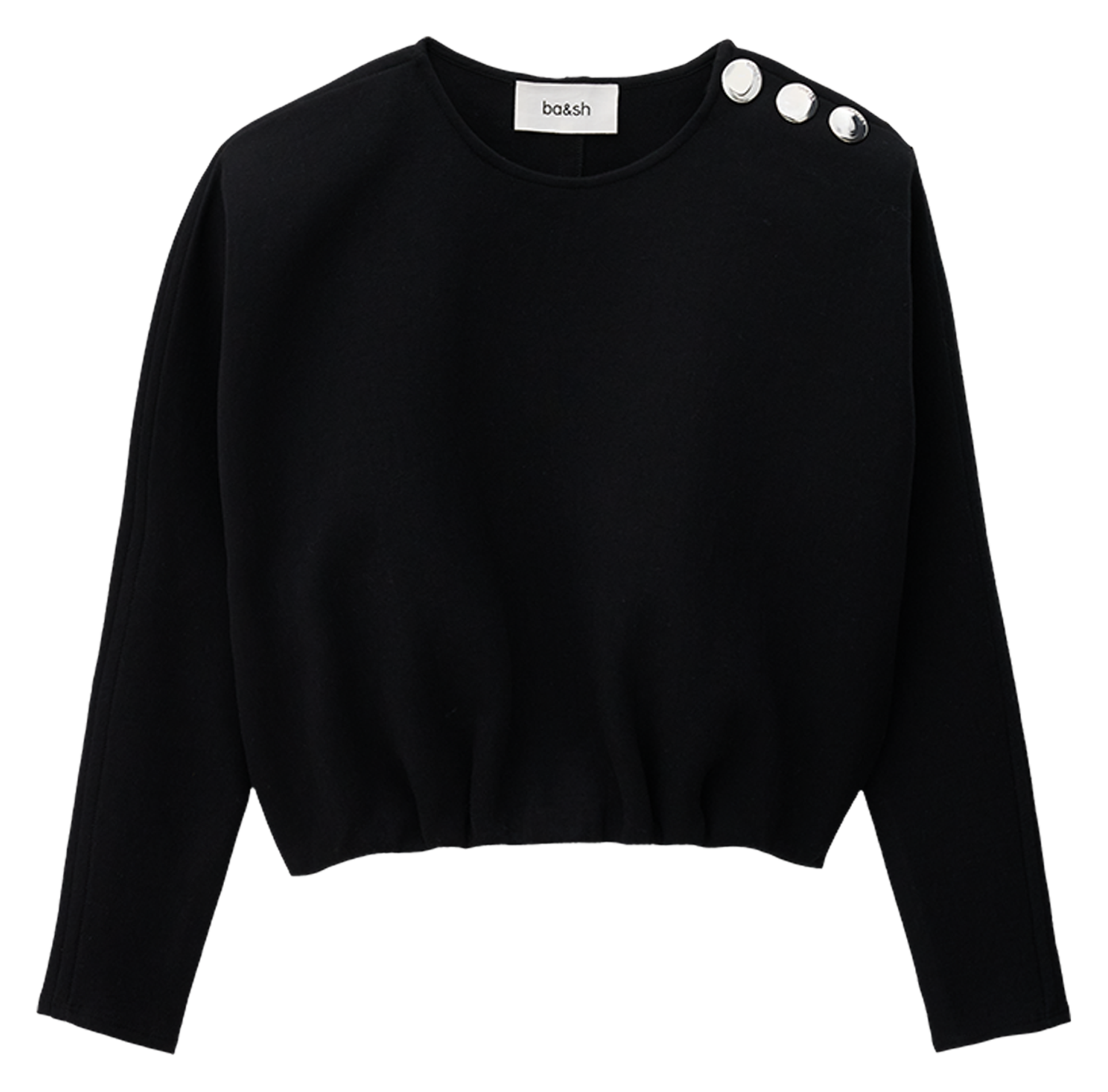 Top bouffant col rond en coton mélangé branny BA&SH Noir