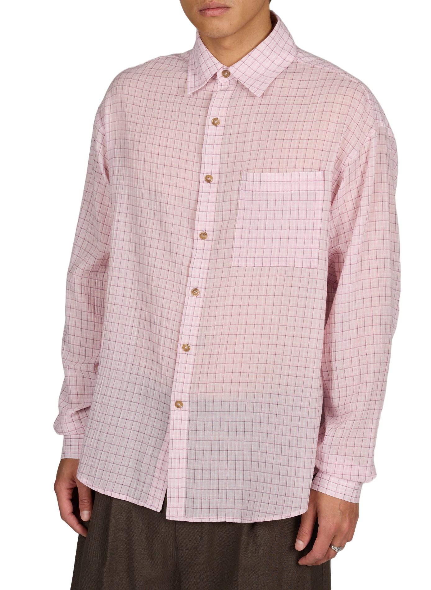 Camisa holgada a cuadros con botones MERELY MADE Rosa