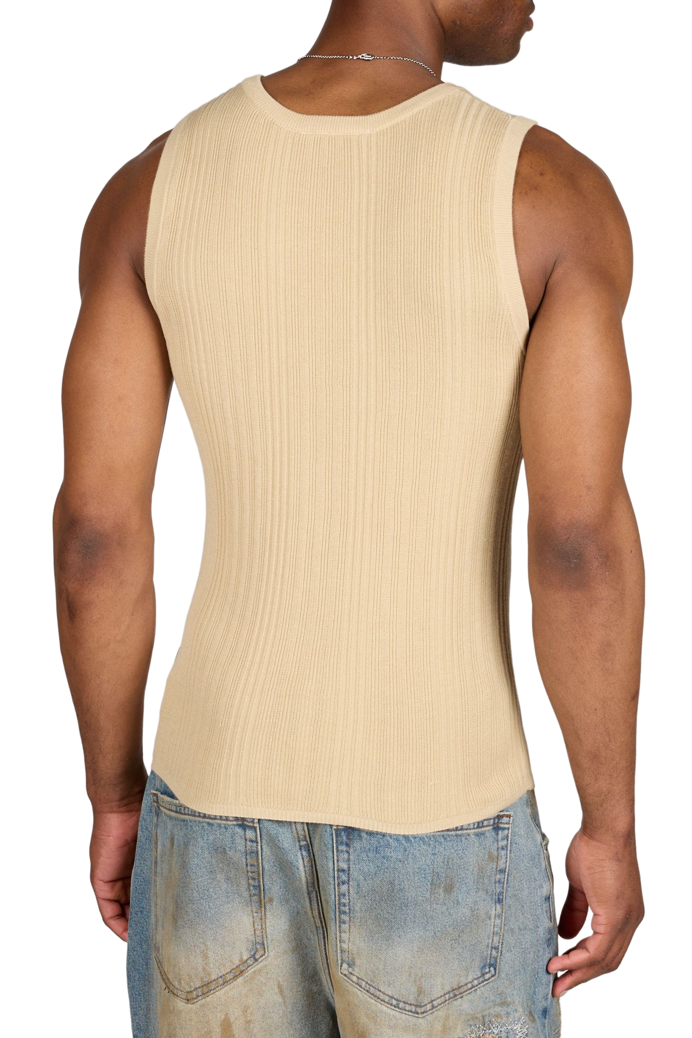 Débardeur côtelé en coton CARRER Beige