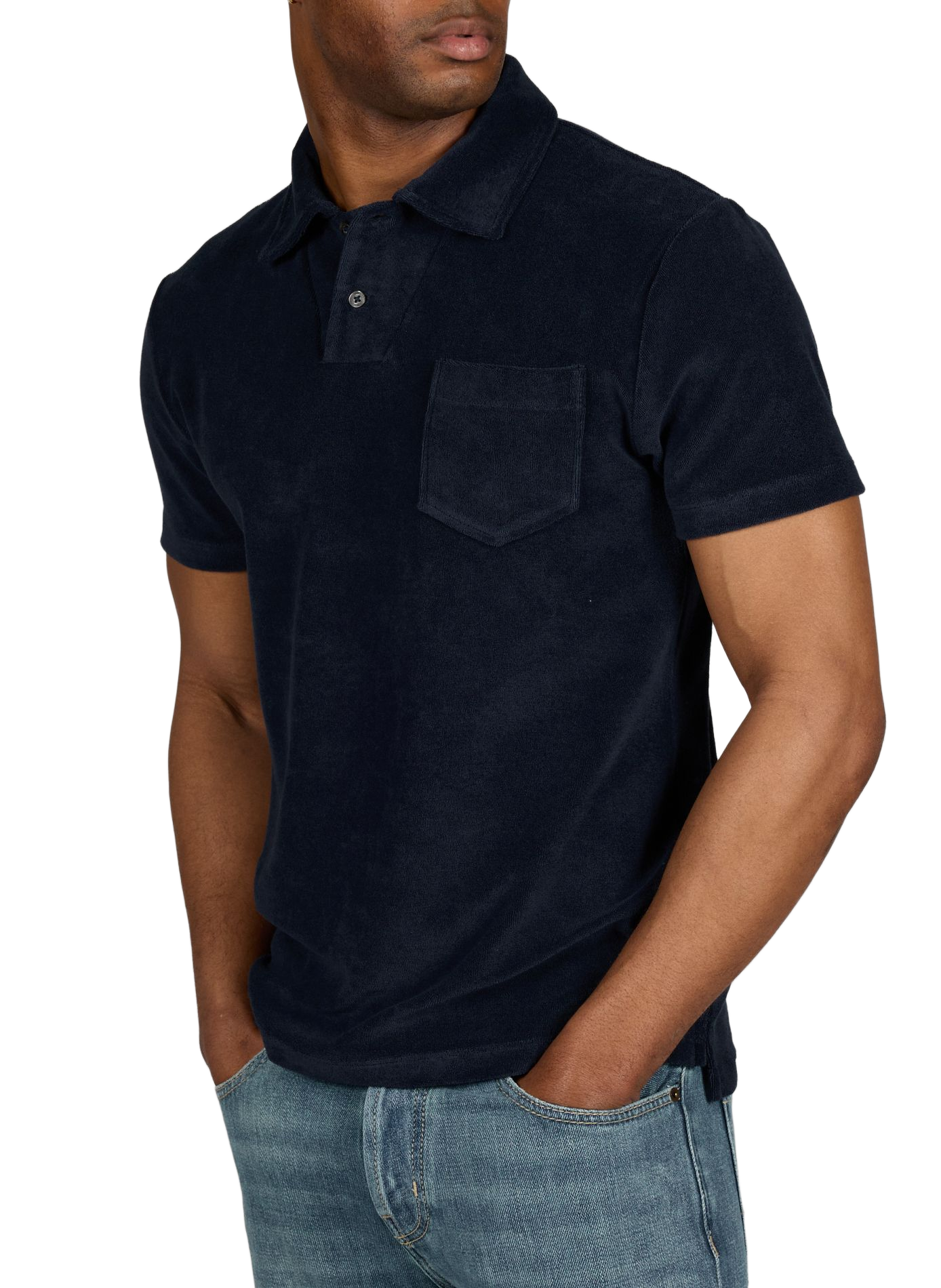 Polo manches courtes en tissu éponge de coton mélangé AURELIEN Bleu