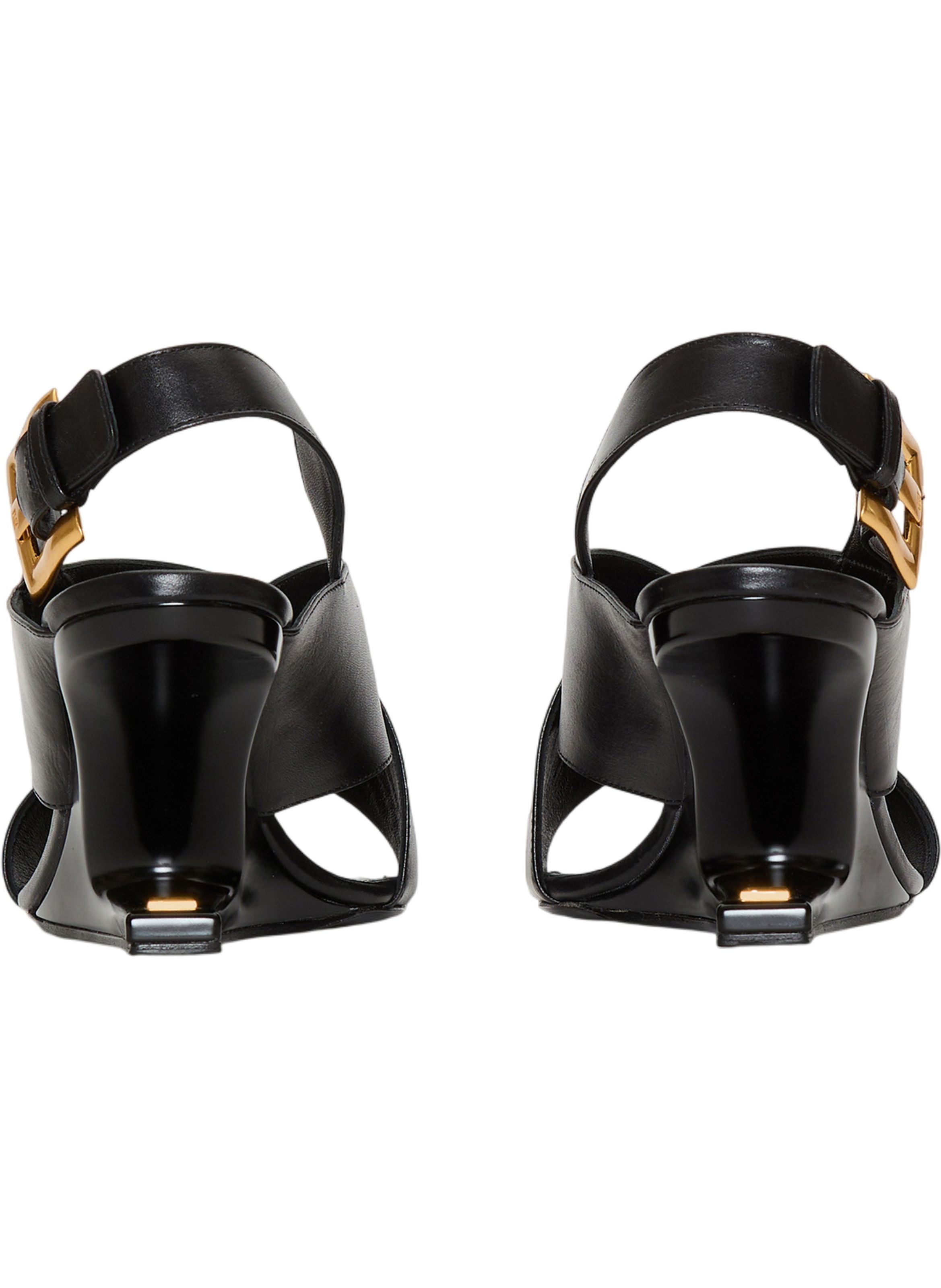 Sandales anthem no wedge en cuir lisse BALMAIN Noir