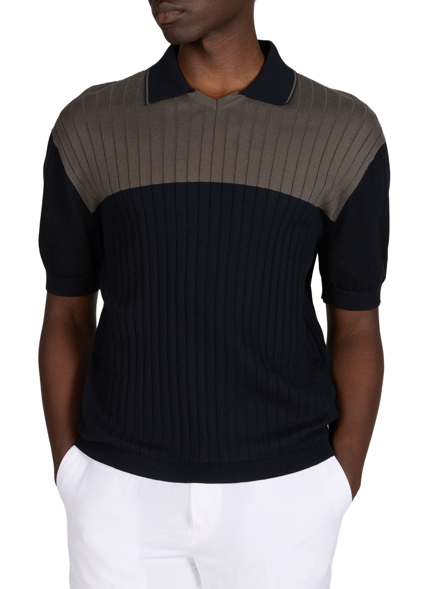 Short-sleeved ribbed cotton polo ARMANI EXCHANGE Multicolour