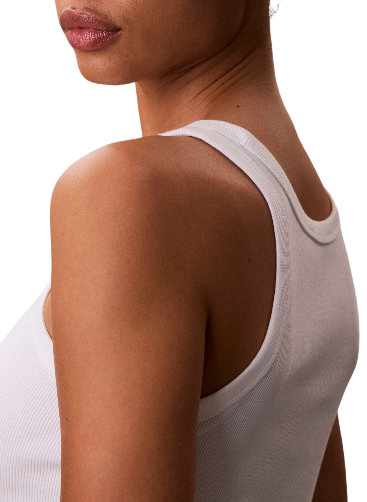 Débardeur brodé à col rond en coton mélangé CALVIN KLEIN Blanc