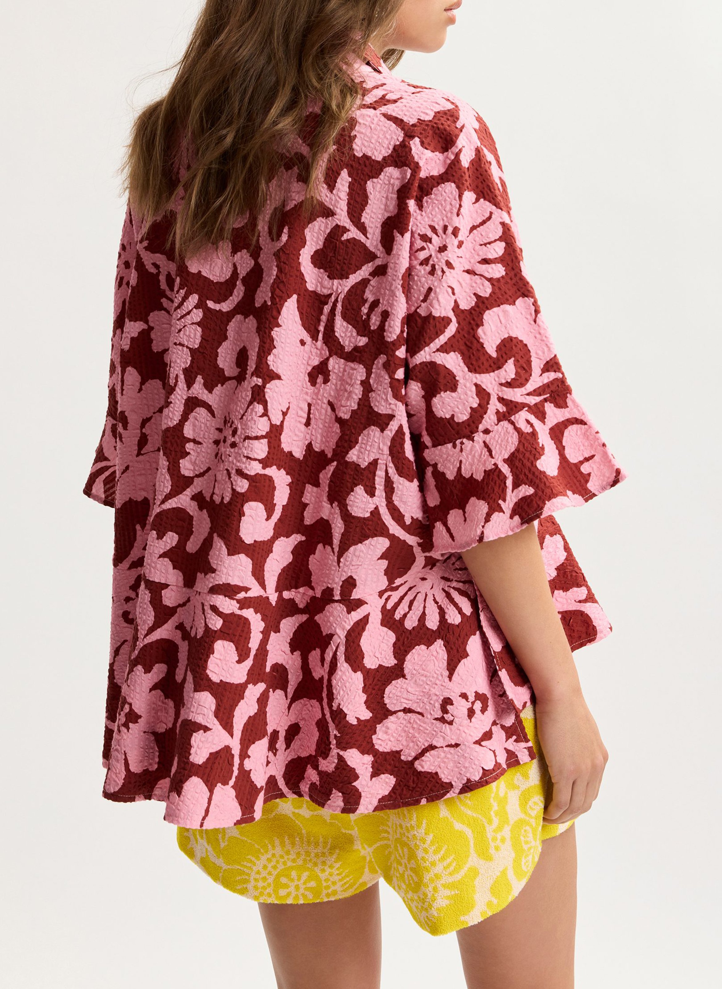 Chemise évasée à motifs en coton jaylee Rouge