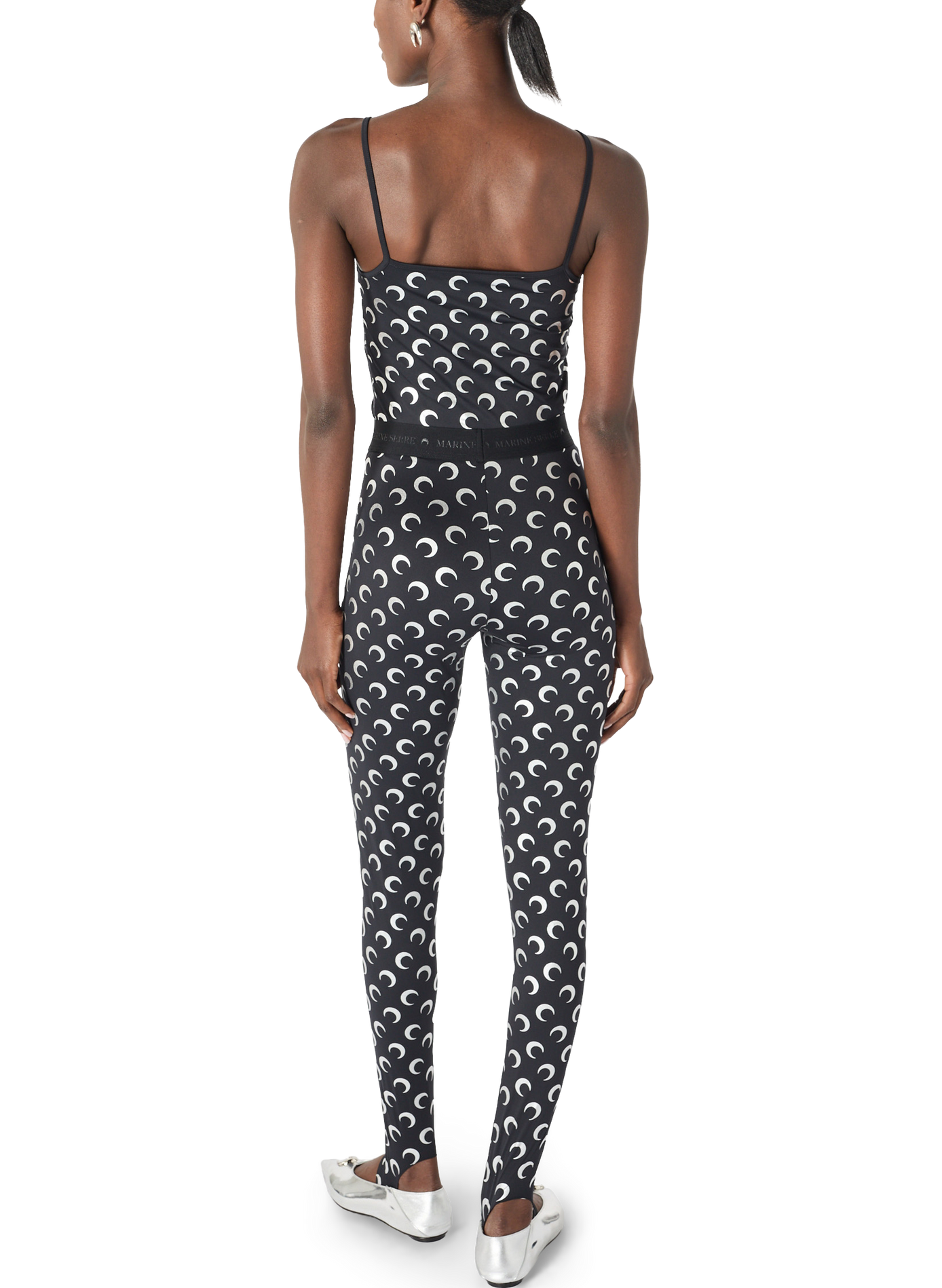 Moon foil printed jersey legging MARINE SERRE Black