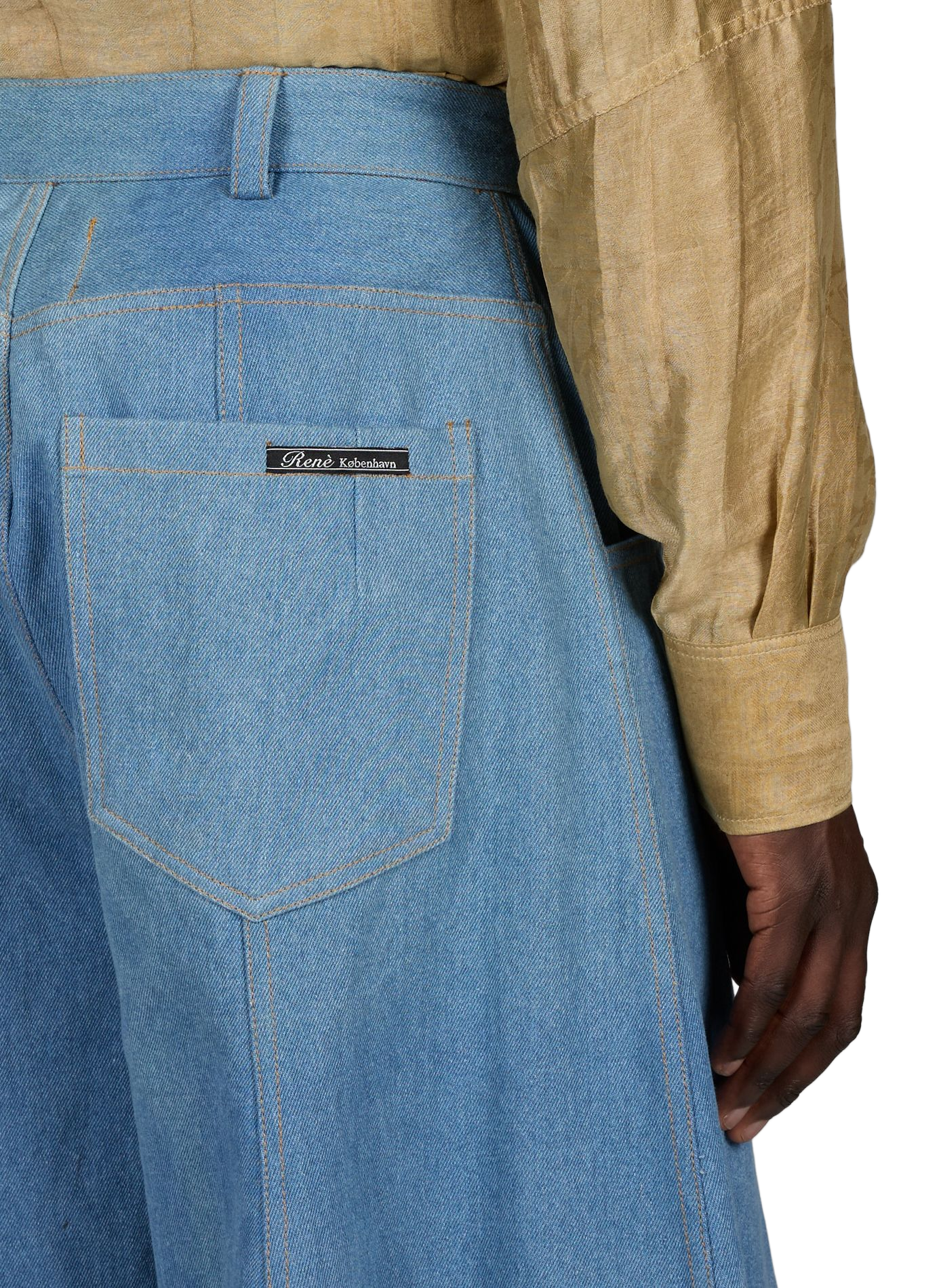 High-waisted cotton balloon-cut jeans RENÈ Blue