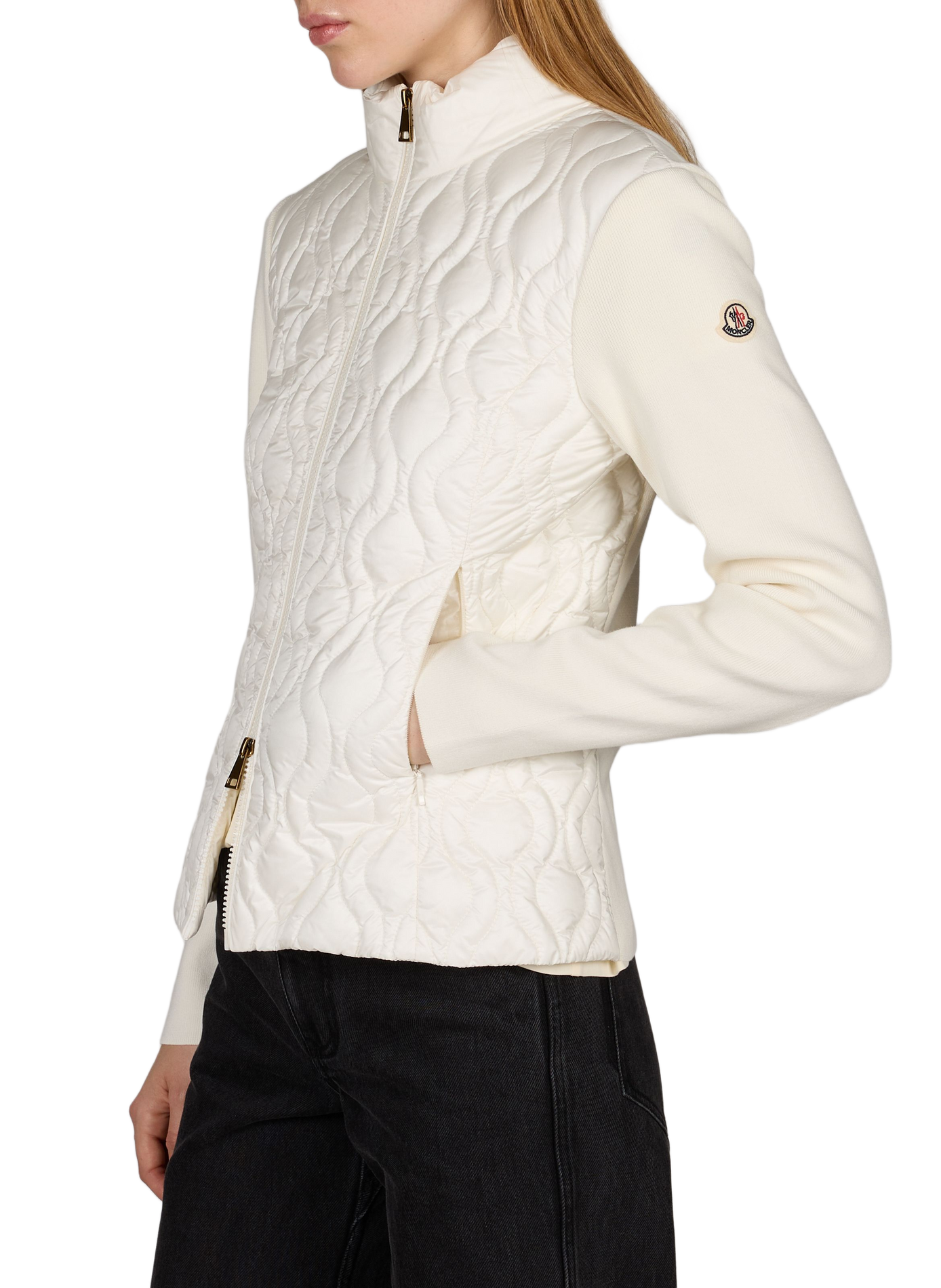 Quilted high neck cardigan MONCLER White