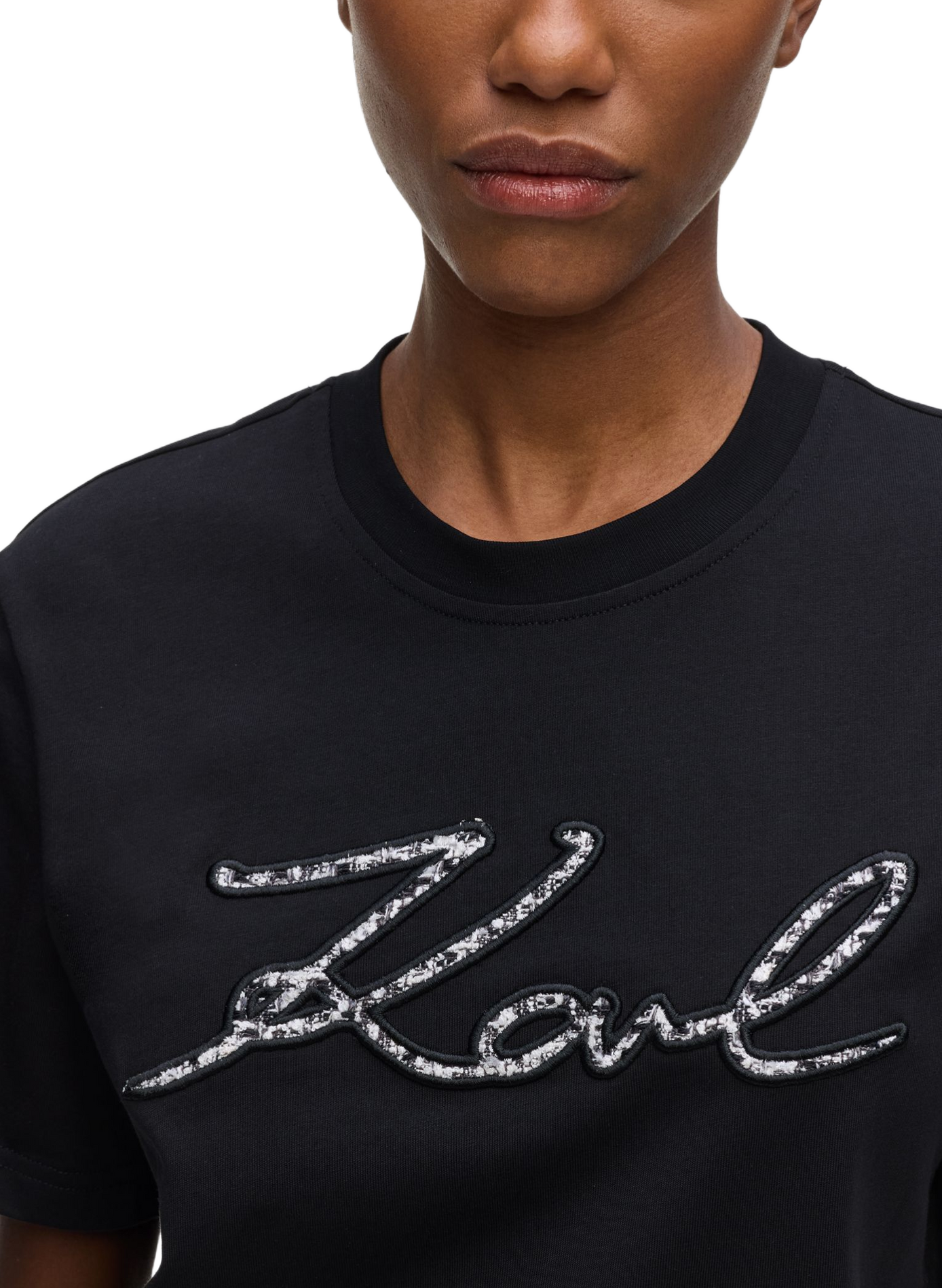 T-shirt logo en coton KARL LAGERFELD Noir