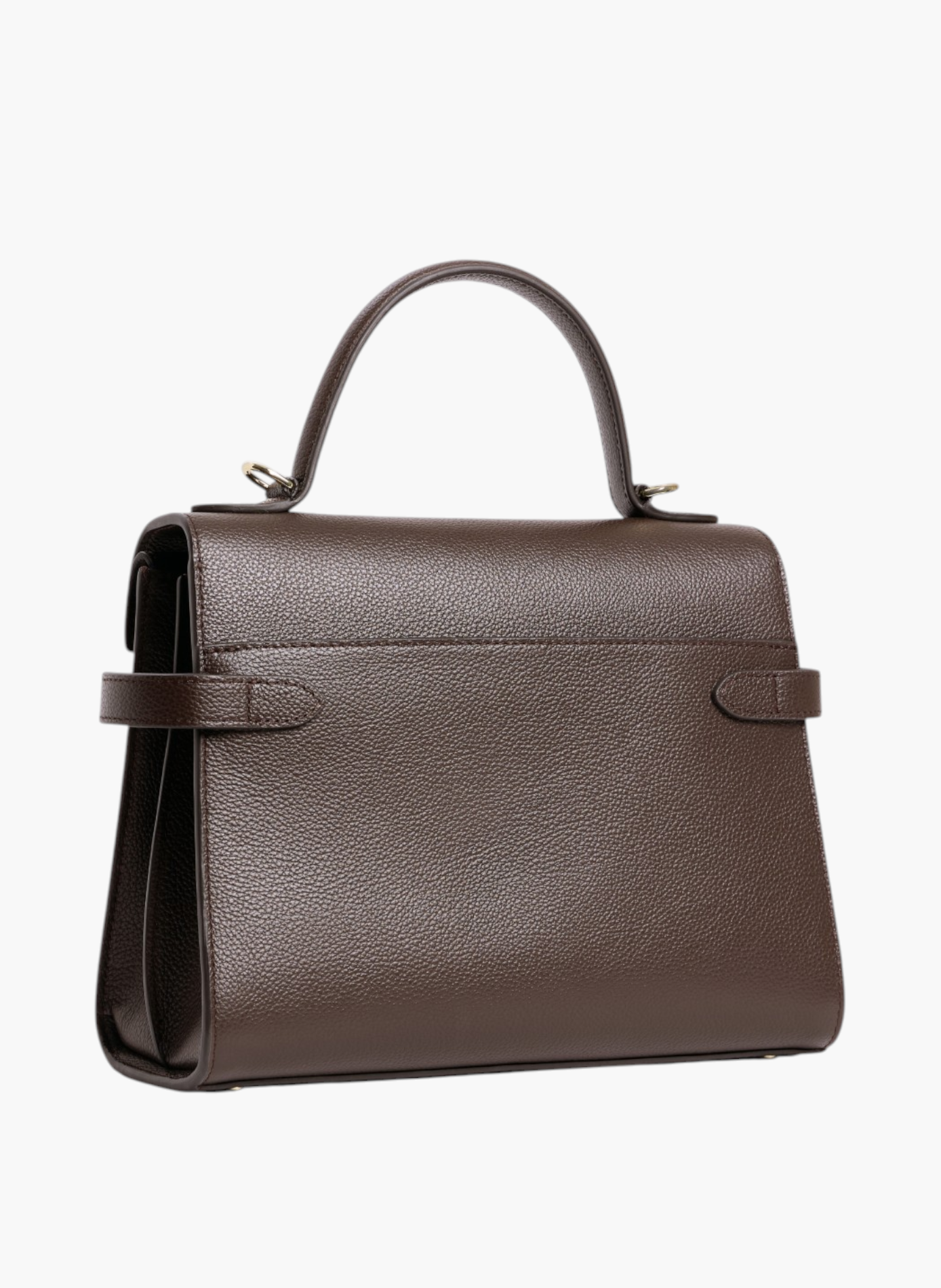 Sac à main double rabat moyen modèle emilie en cuir grainé LE TANNEUR Marron