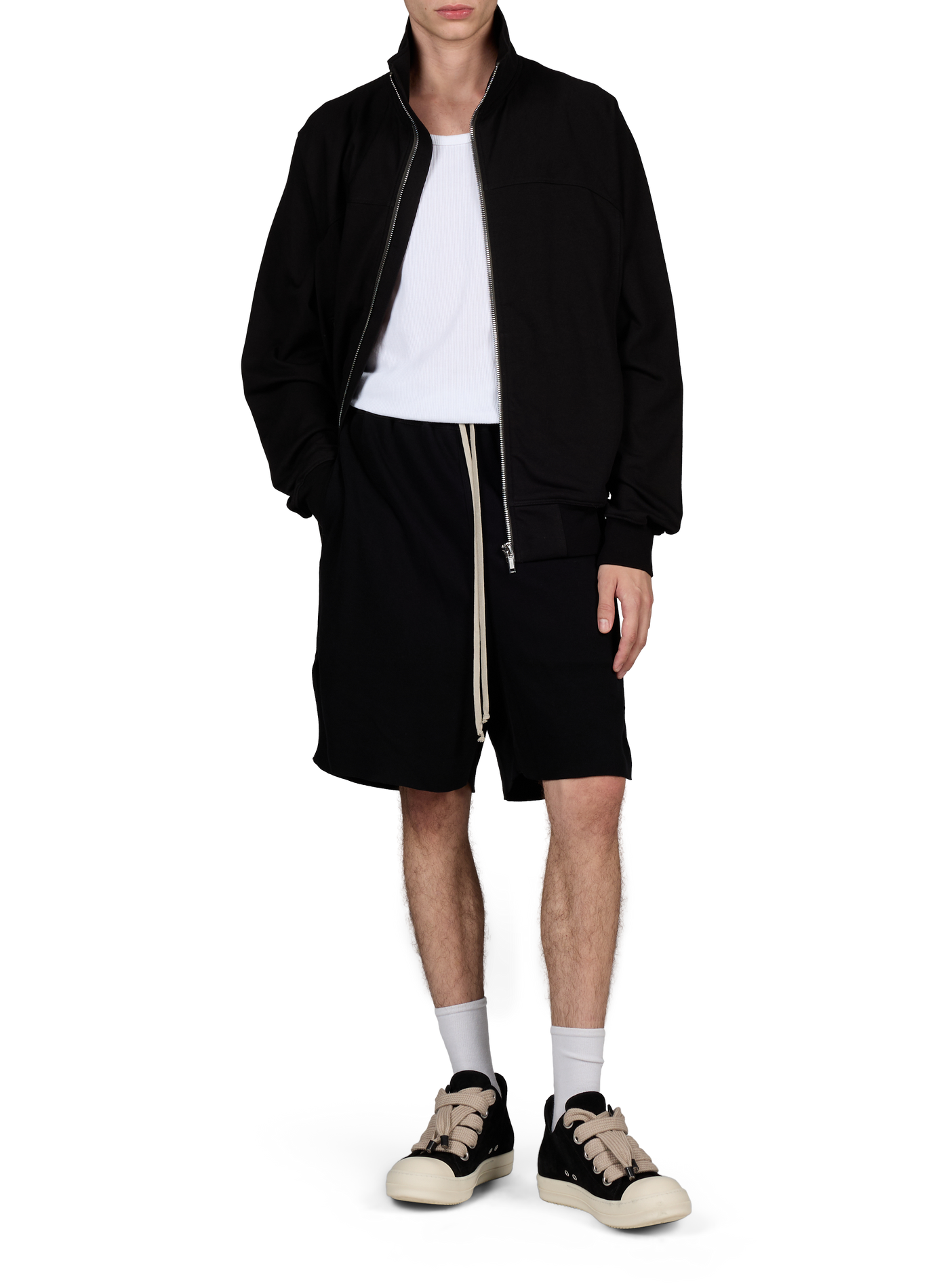 Jas met opstaande kraag en rits in effen kleur RICK OWENS Zwart