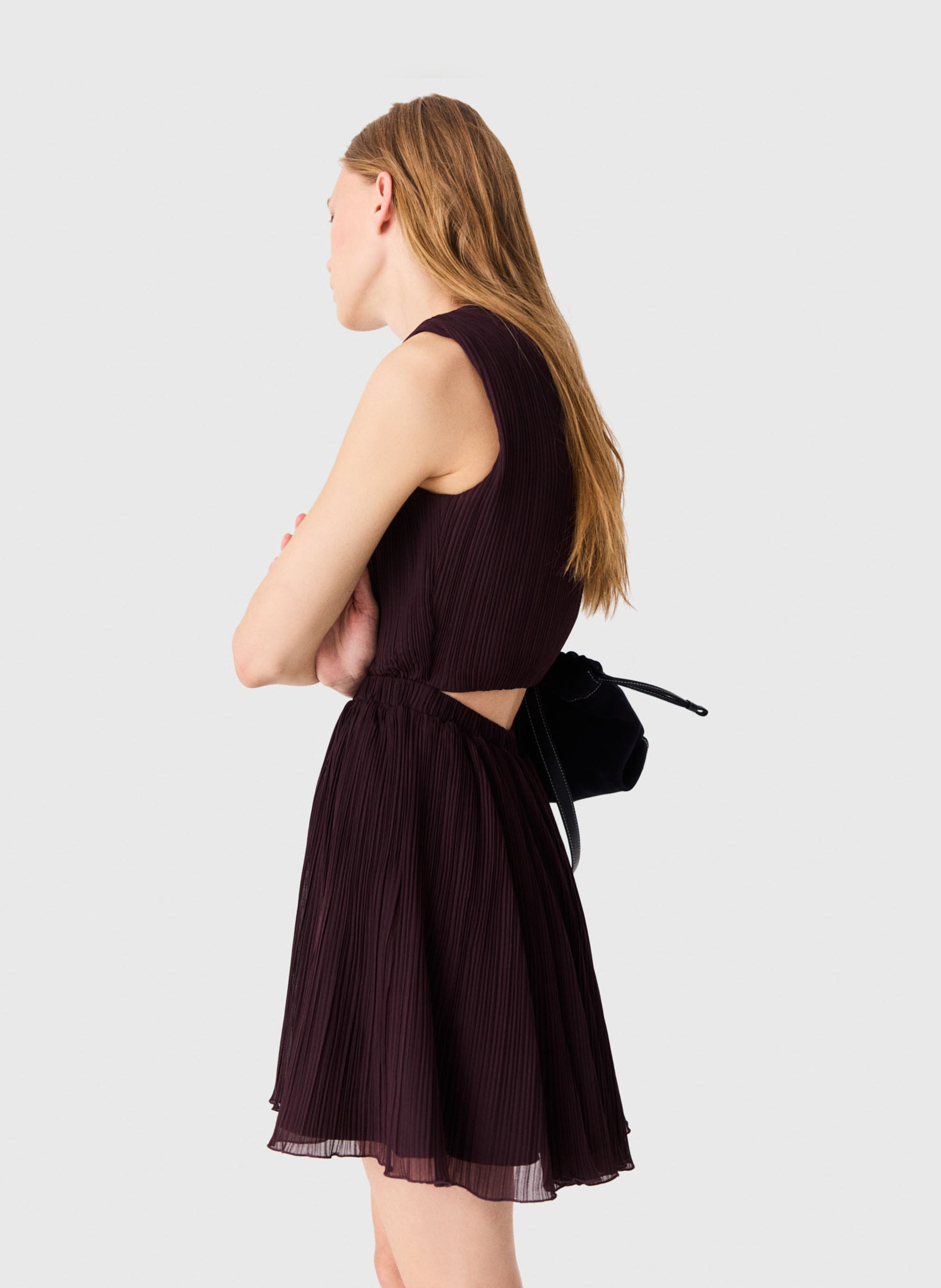 Robe courte côtelée MAJE Violet
