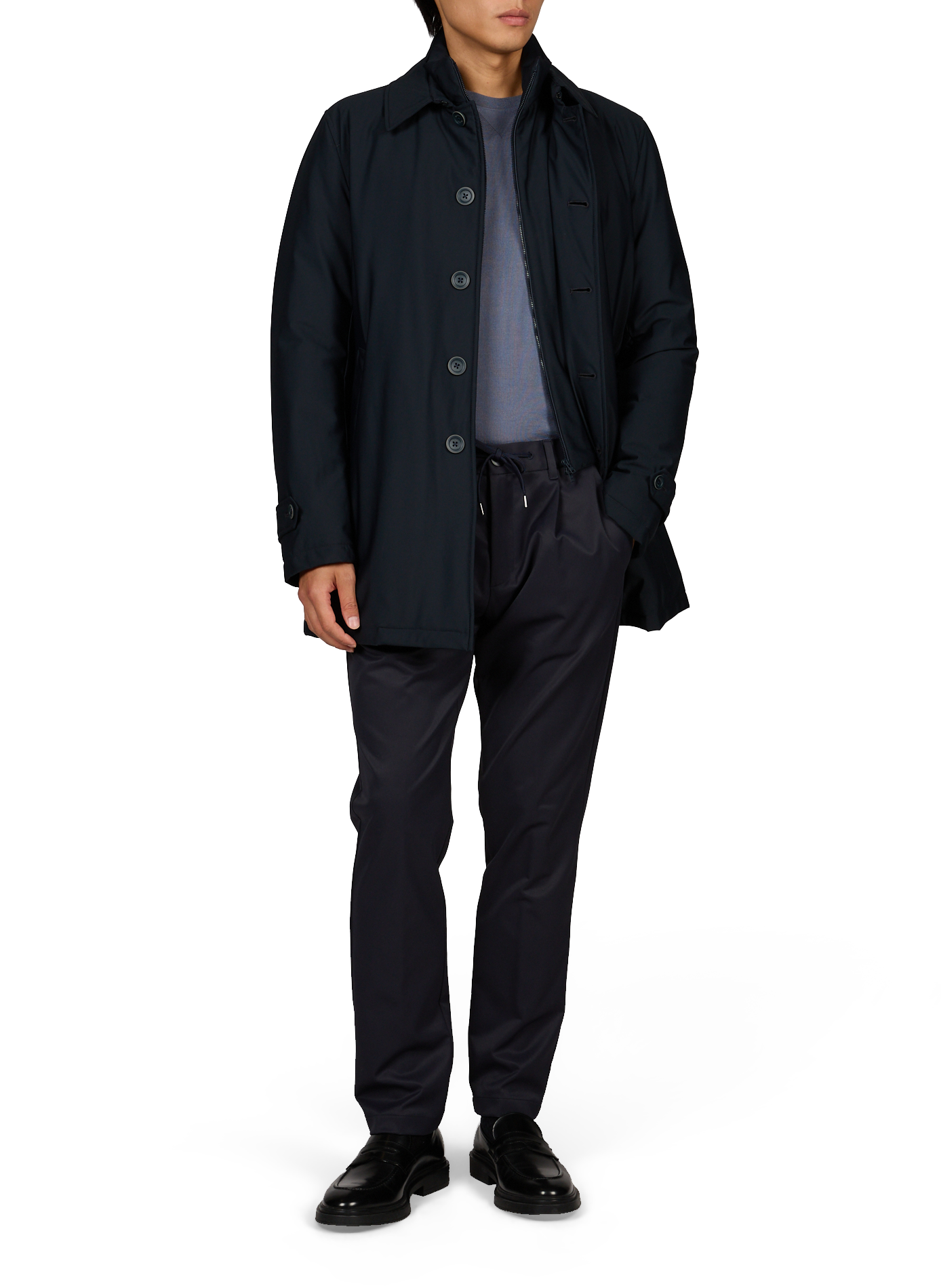 Straight coat with high collar HERNO Blue