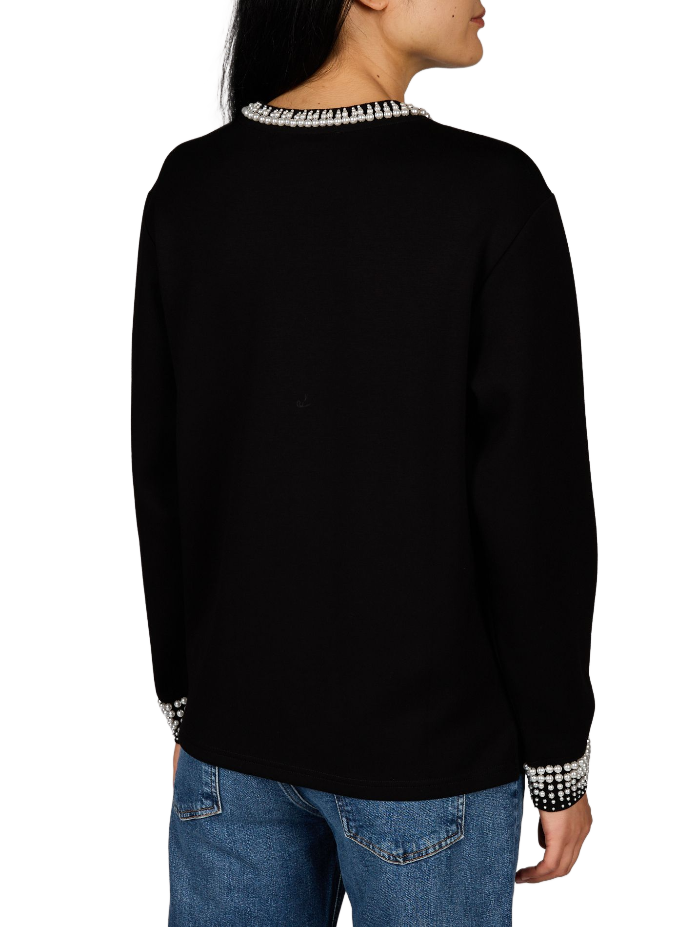 Locker sitzender Pullover mit Perlen KARL LAGERFELD Schwarz